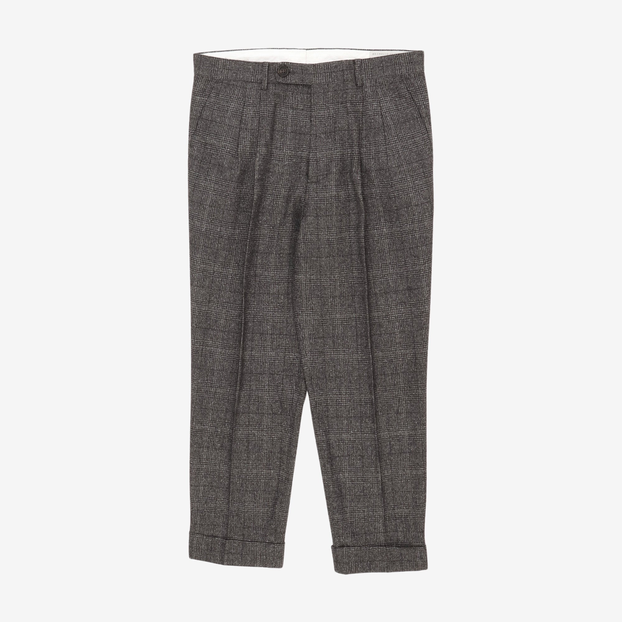 Check Pleated Wool Trousers (32W X 26L)