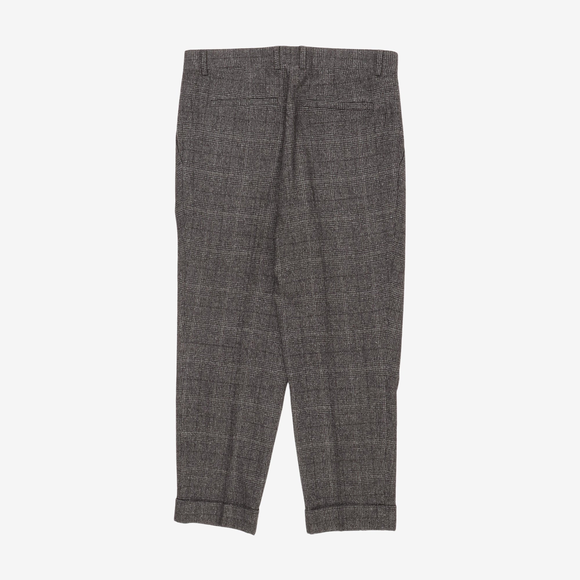 Check Pleated Wool Trousers (32W X 26L)