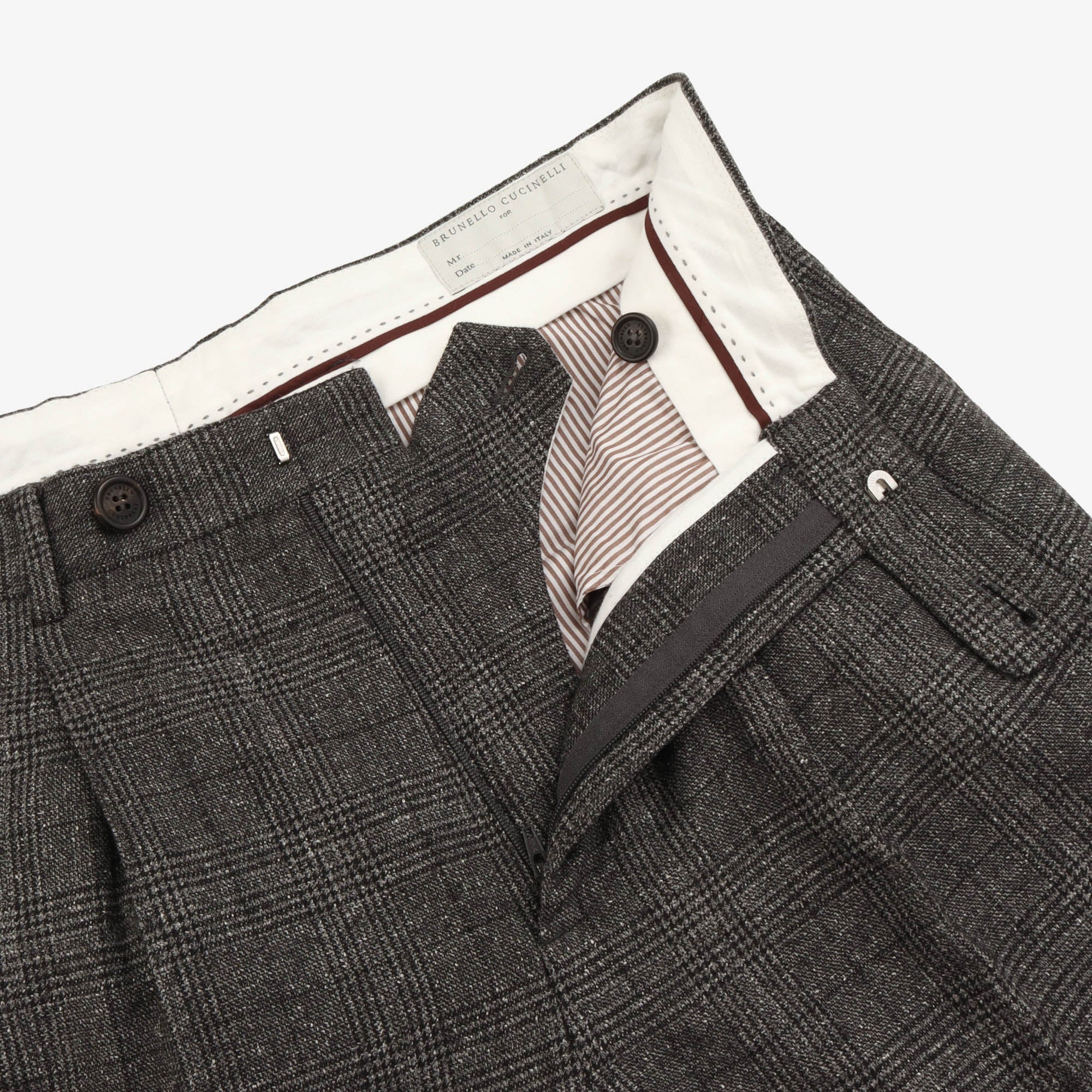 Check Pleated Wool Trousers (32W X 26L)