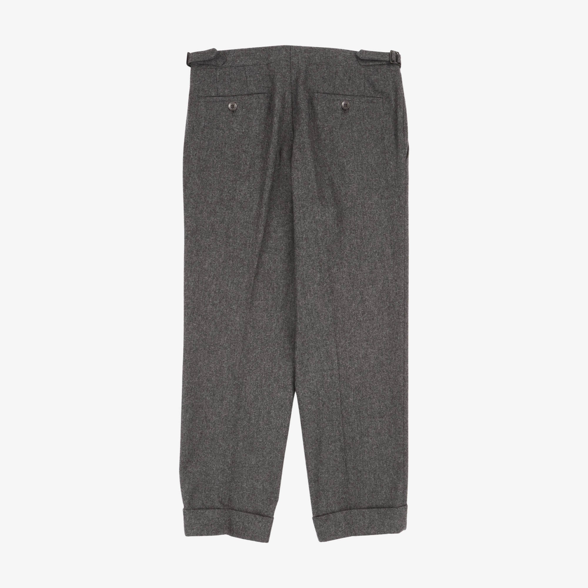 Wool Flannel Single Pleat Trousers (30W X 26L)