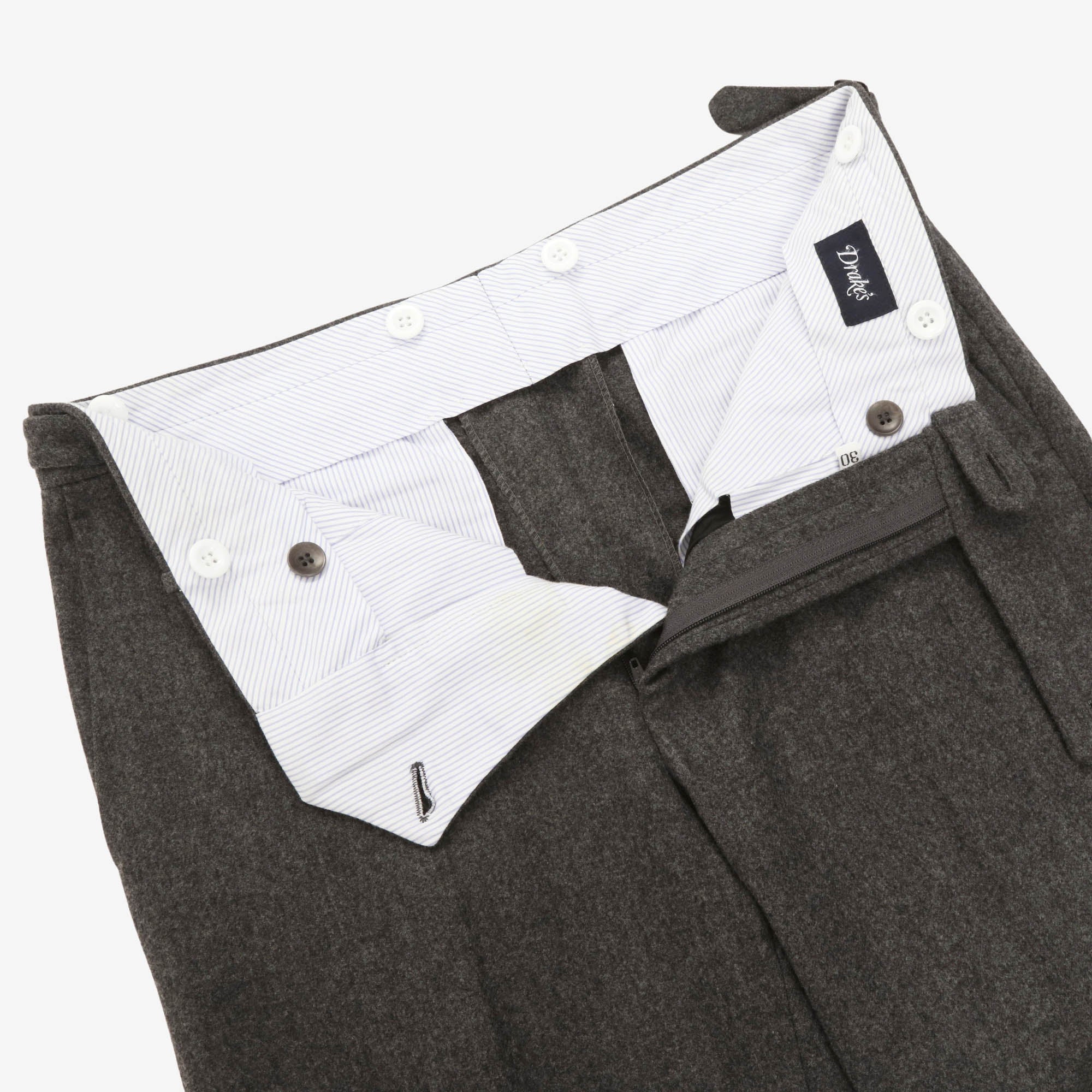 Wool Flannel Single Pleat Trousers (30W X 26L)