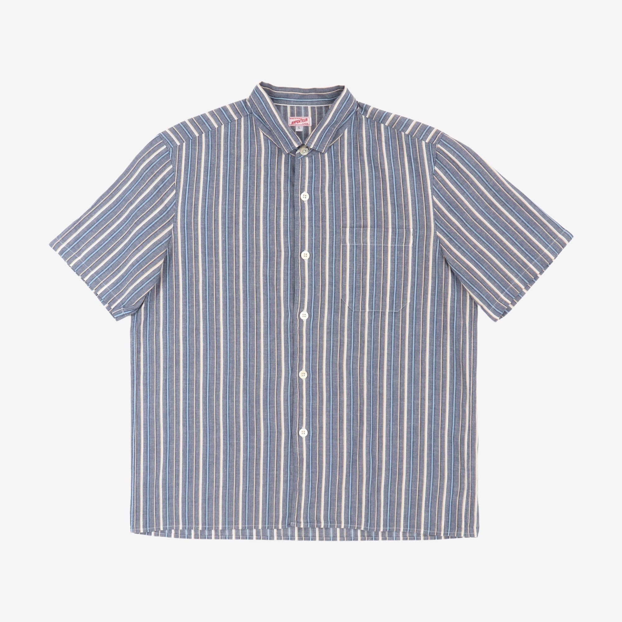 Linen Blend Striped SS Shirt