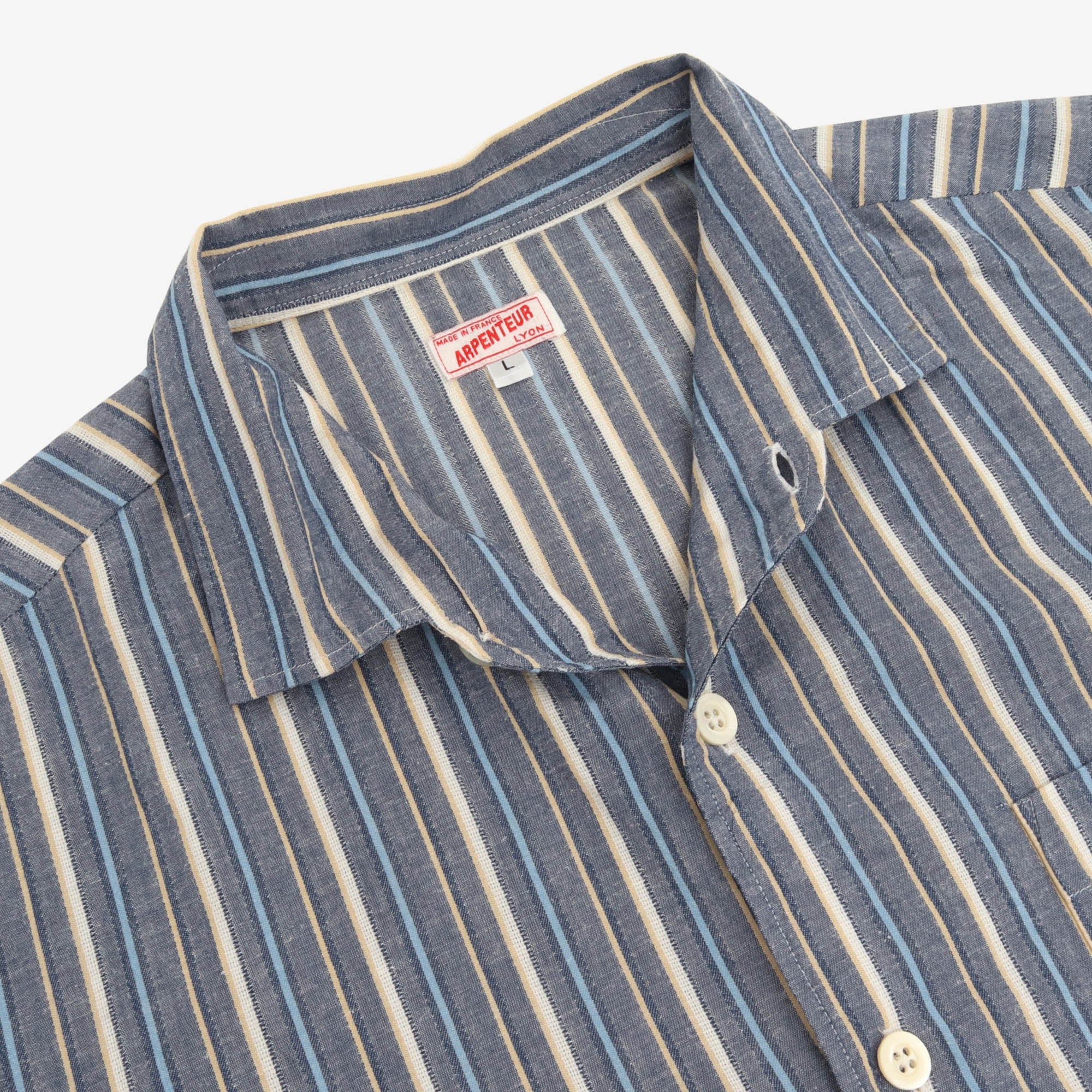 Linen Blend Striped SS Shirt