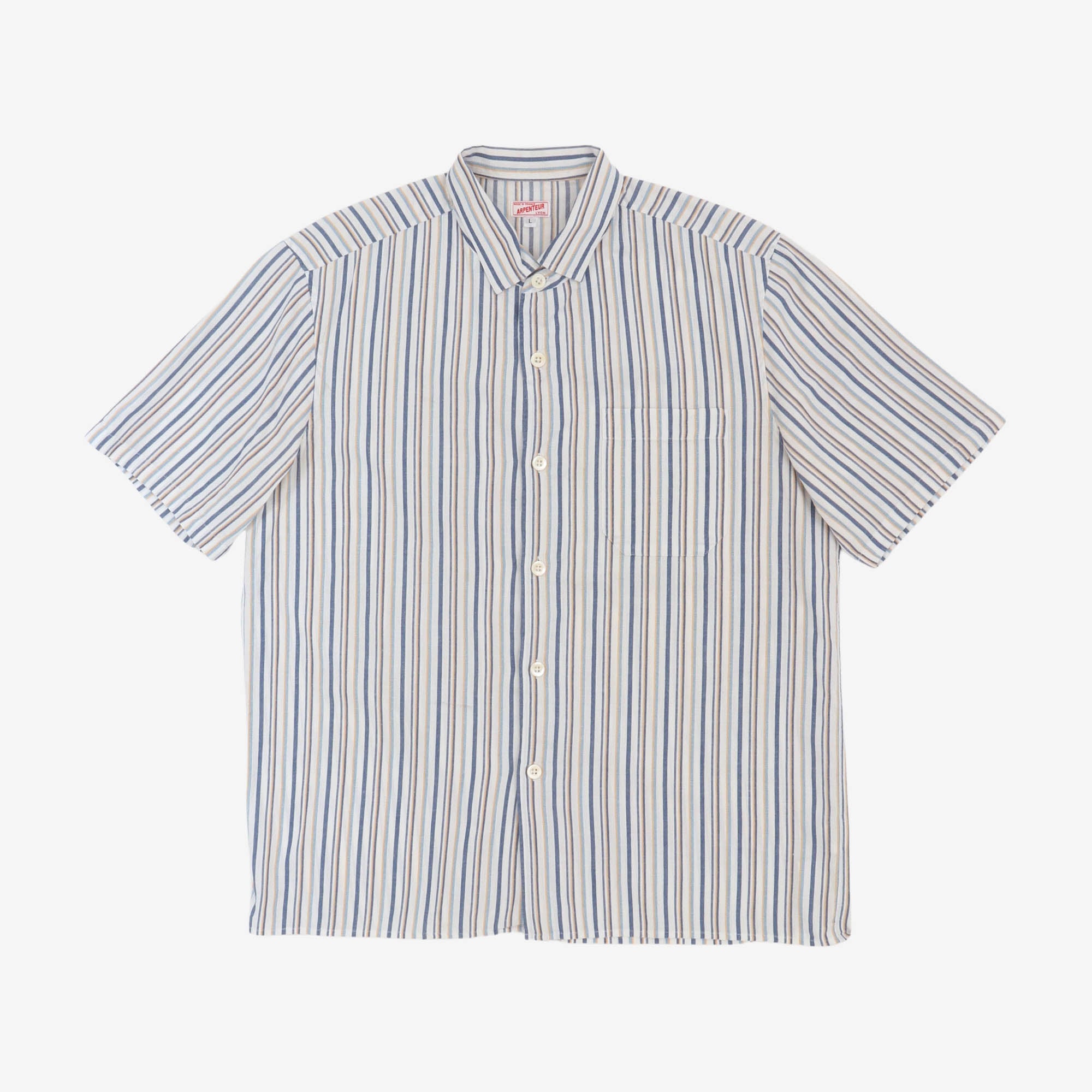 Linen Blend Striped SS Shirt