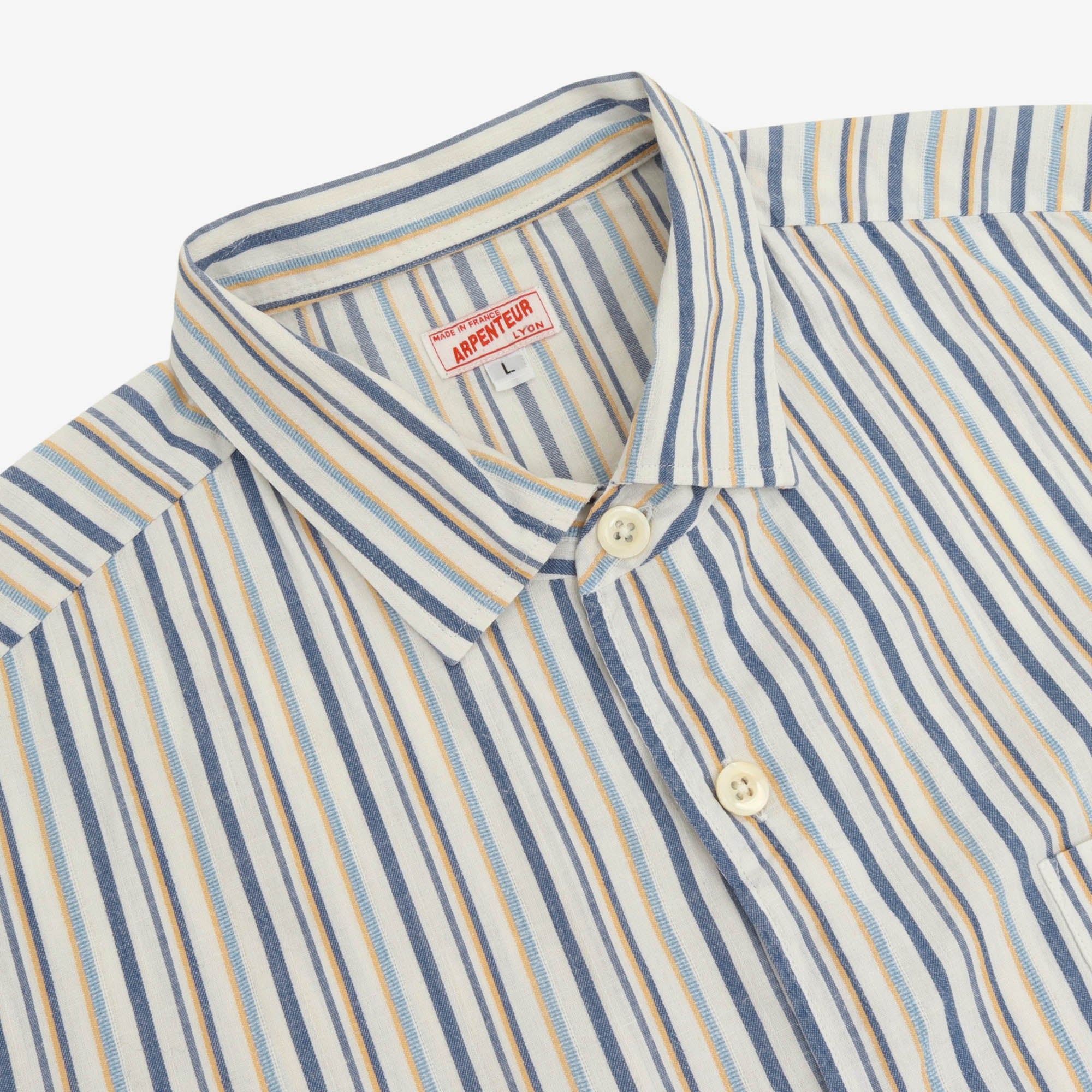 Linen Blend Striped SS Shirt
