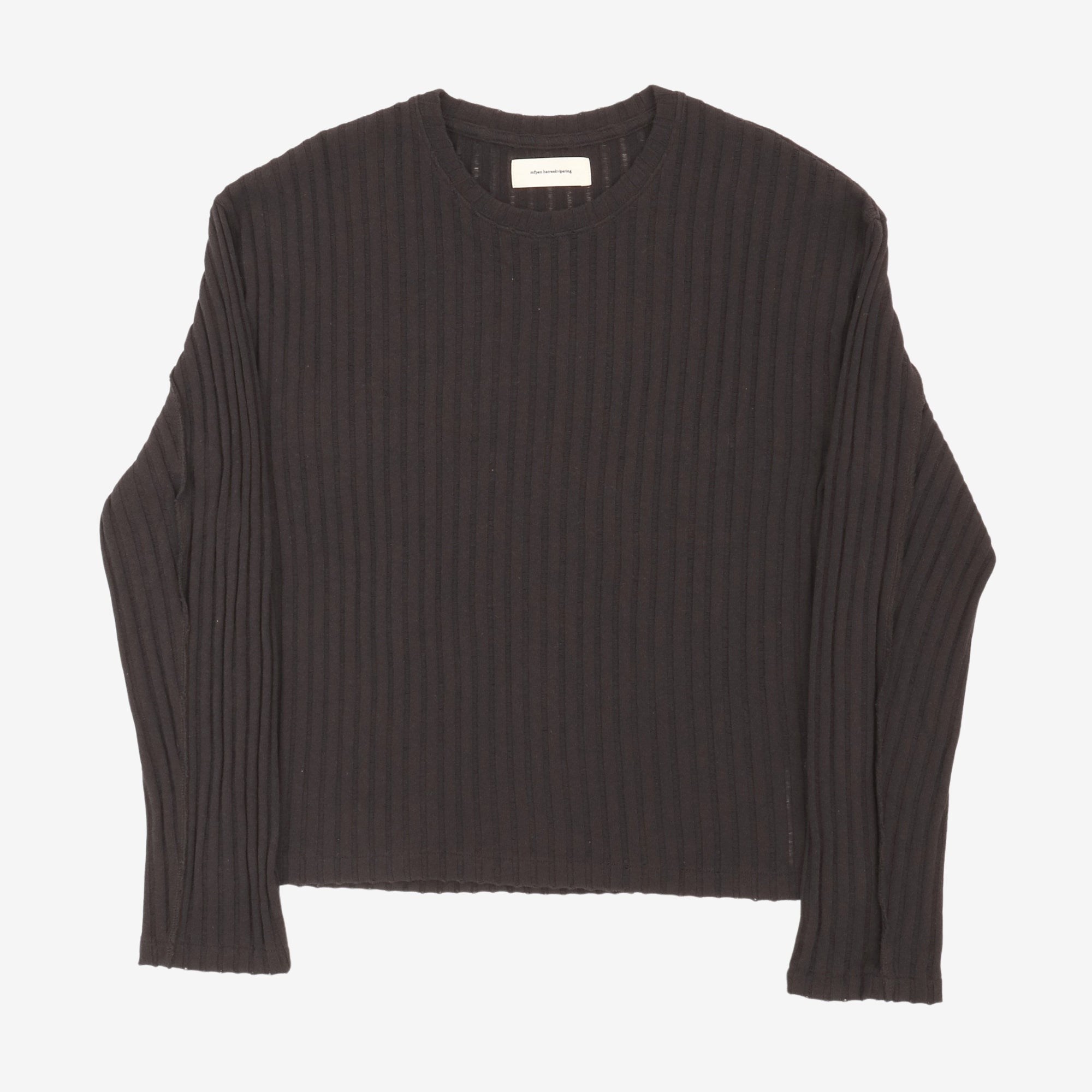 Ajour Round Neck Ribbed Sweater