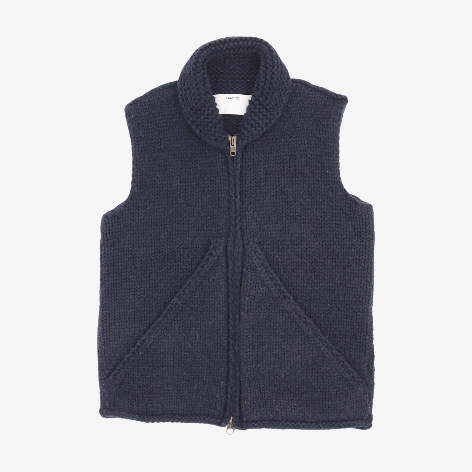 Hand Knit Wool Zip Up Vest
