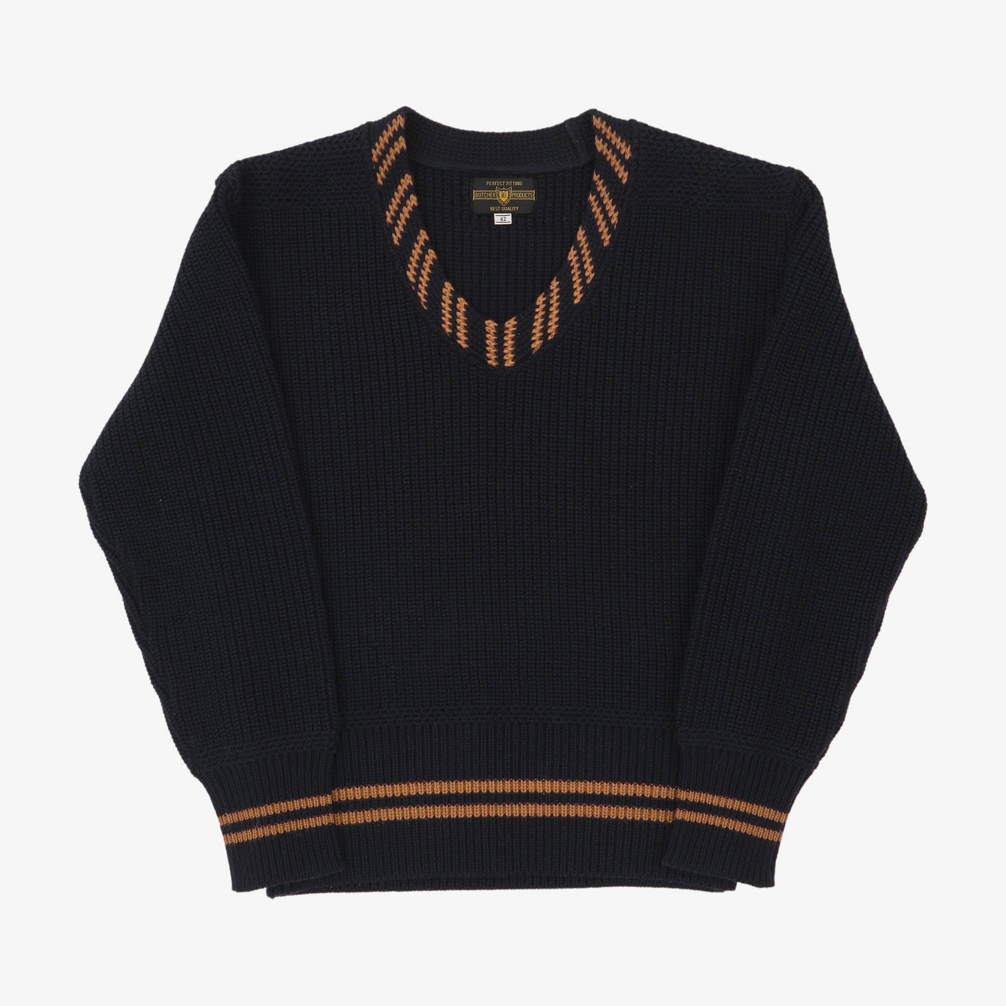 Heavy Gauge Wool V Neck Sweater (Butcher Products)