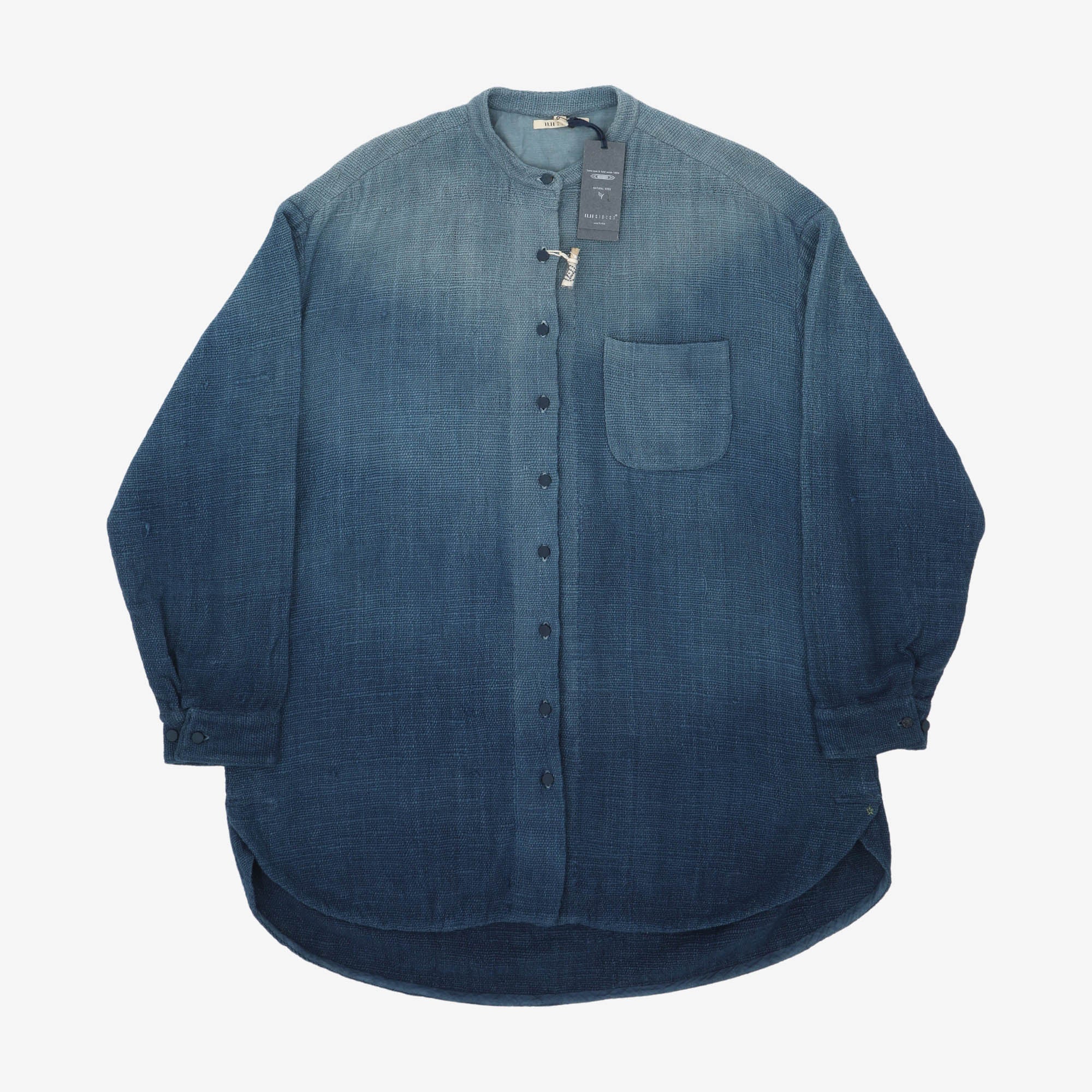 Band Collar Woven Long Shirt