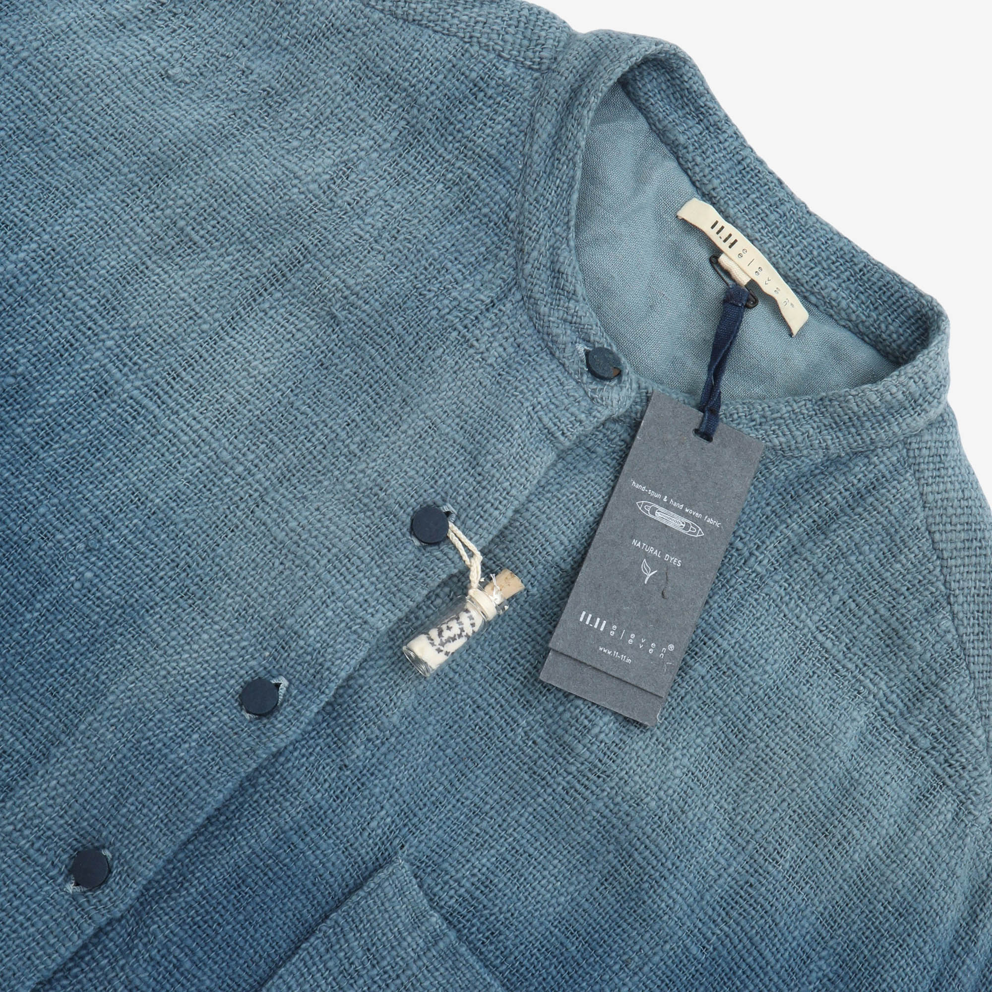 Band Collar Woven Long Shirt