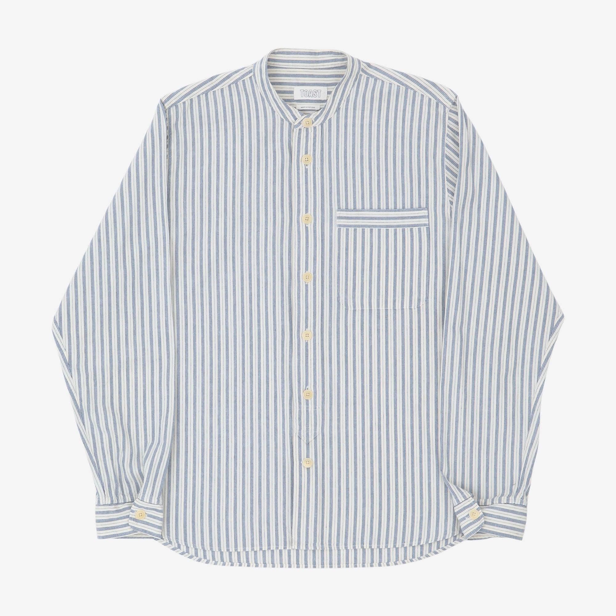 Striped Grandad Collar Shirt