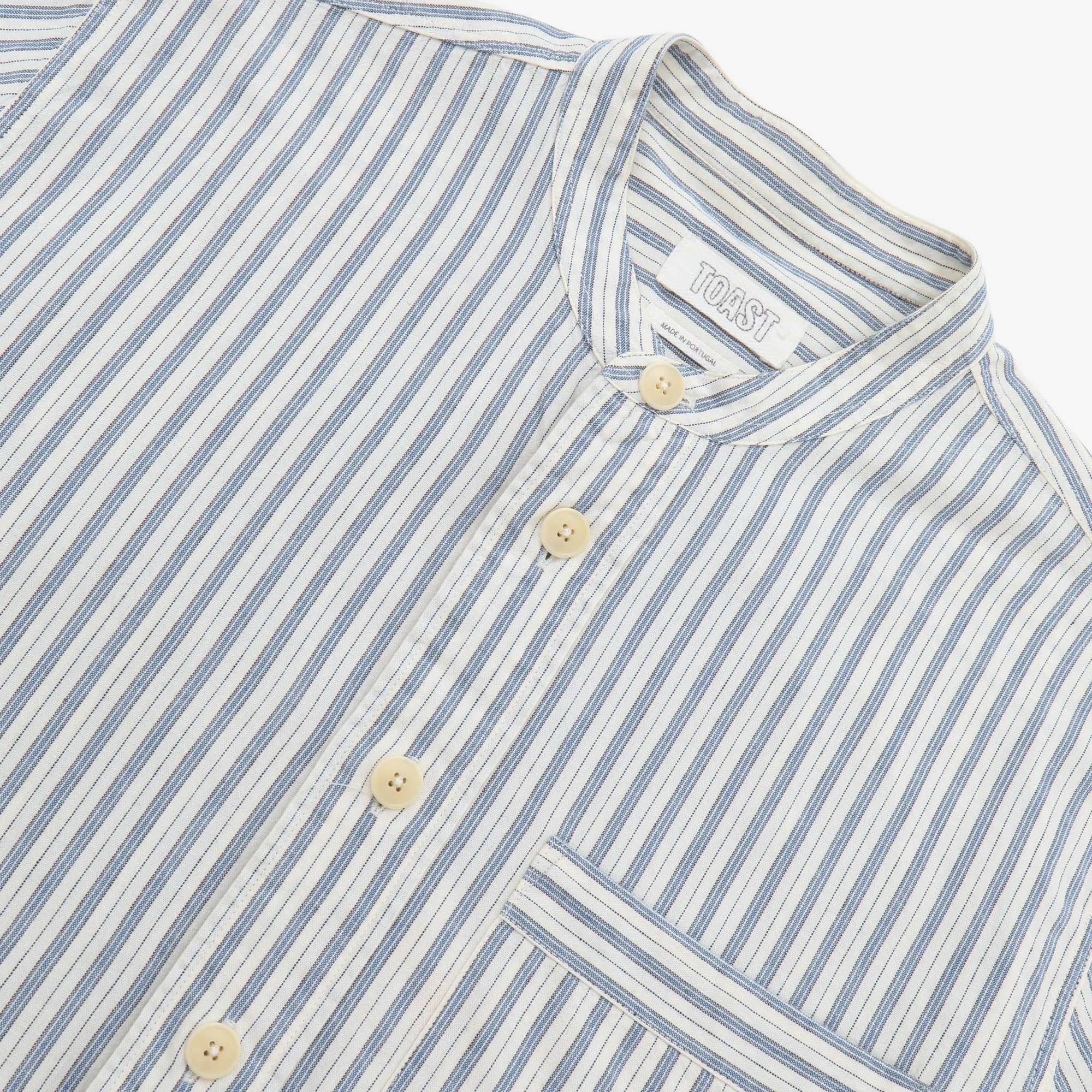 Striped Grandad Collar Shirt