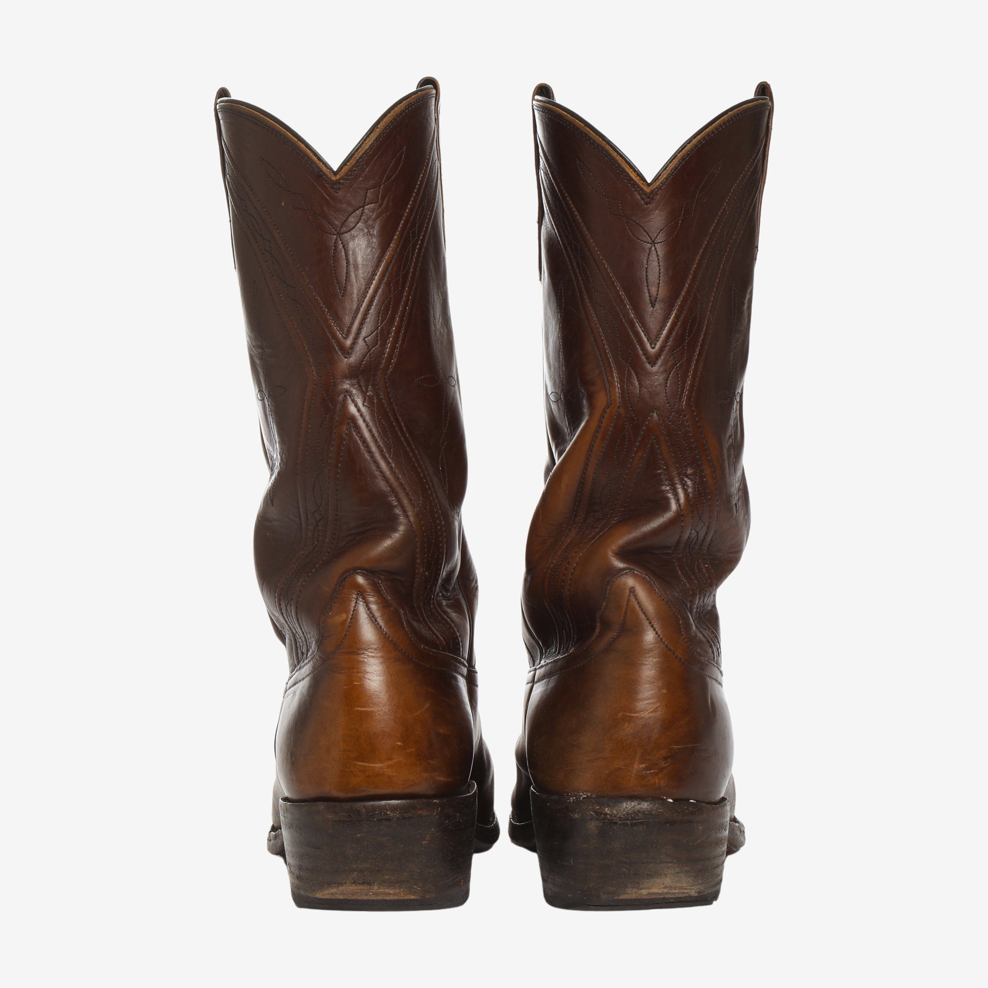 11 Inch Embroidered Leather Cowboy Boots
