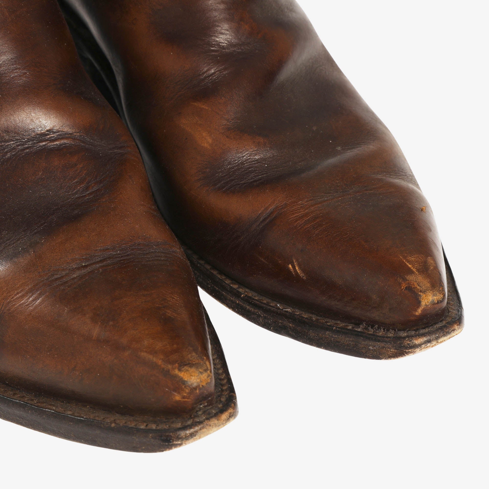 11 Inch Embroidered Leather Cowboy Boots
