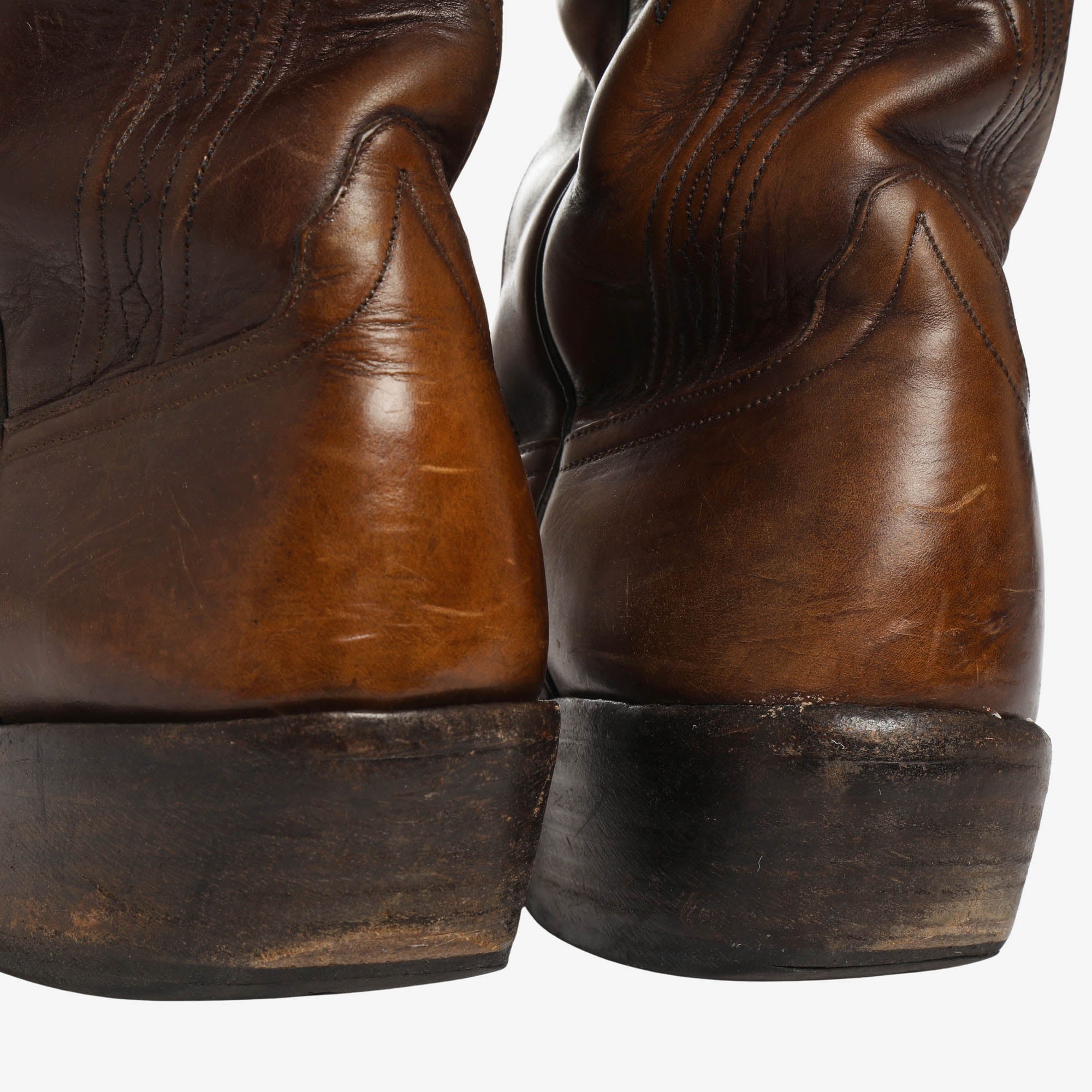 11 Inch Embroidered Leather Cowboy Boots