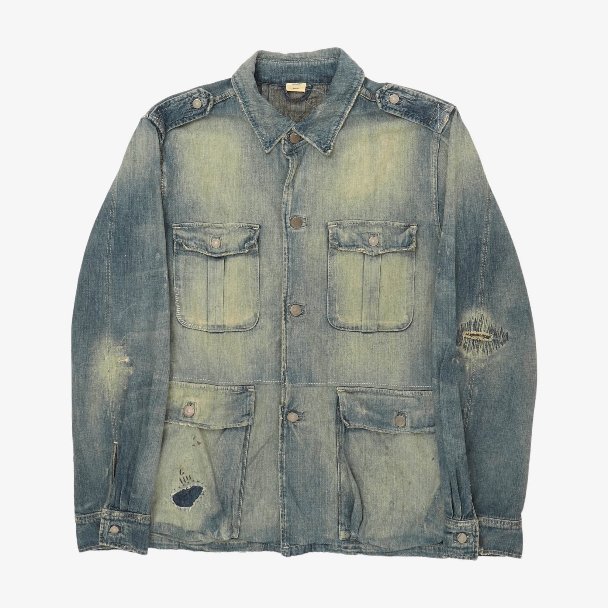 Loose Denim Billis Safari Jacket