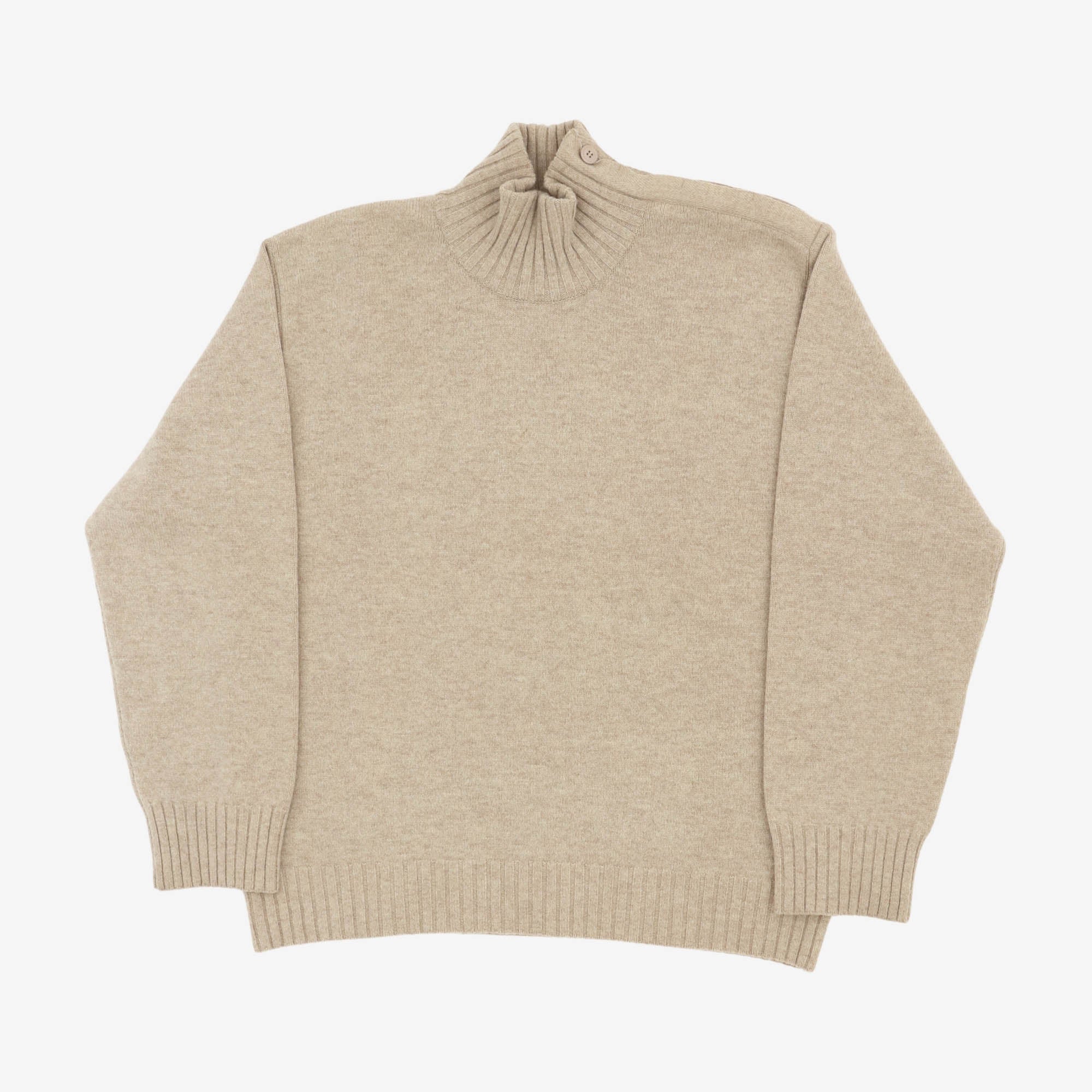 Buttoned Turtleneck Knit Sweater
