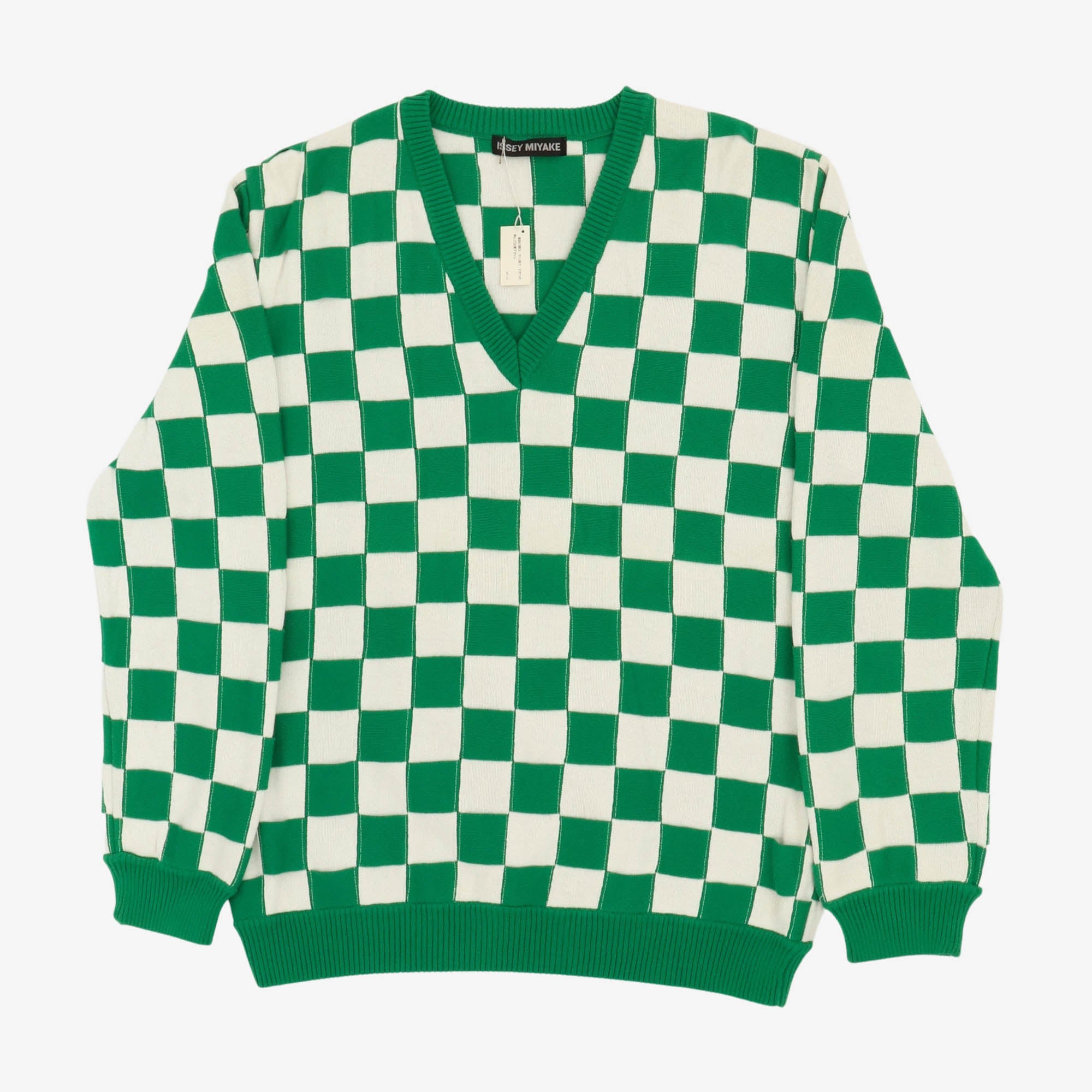 V Neck Checkerboard Sweater