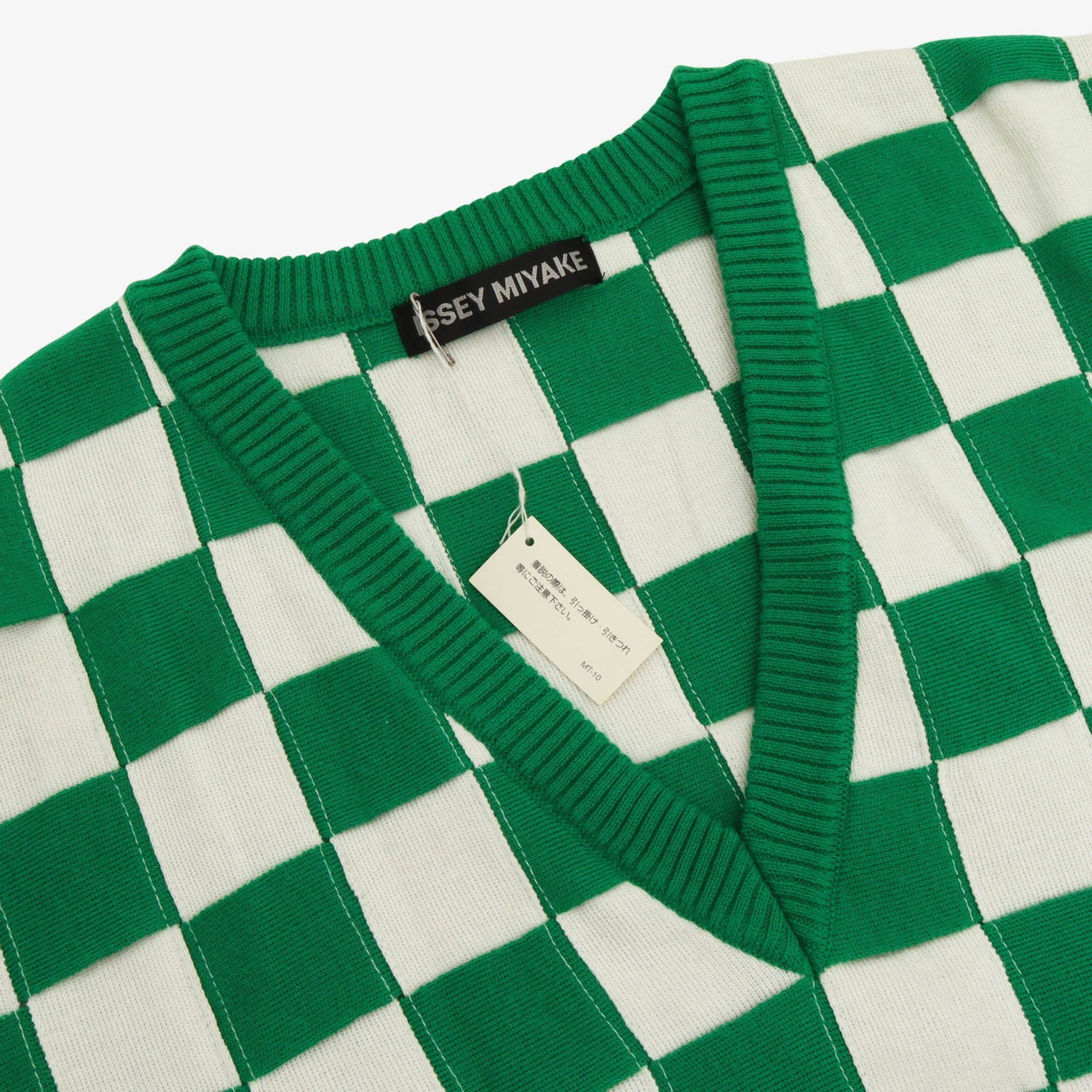 V Neck Checkerboard Sweater
