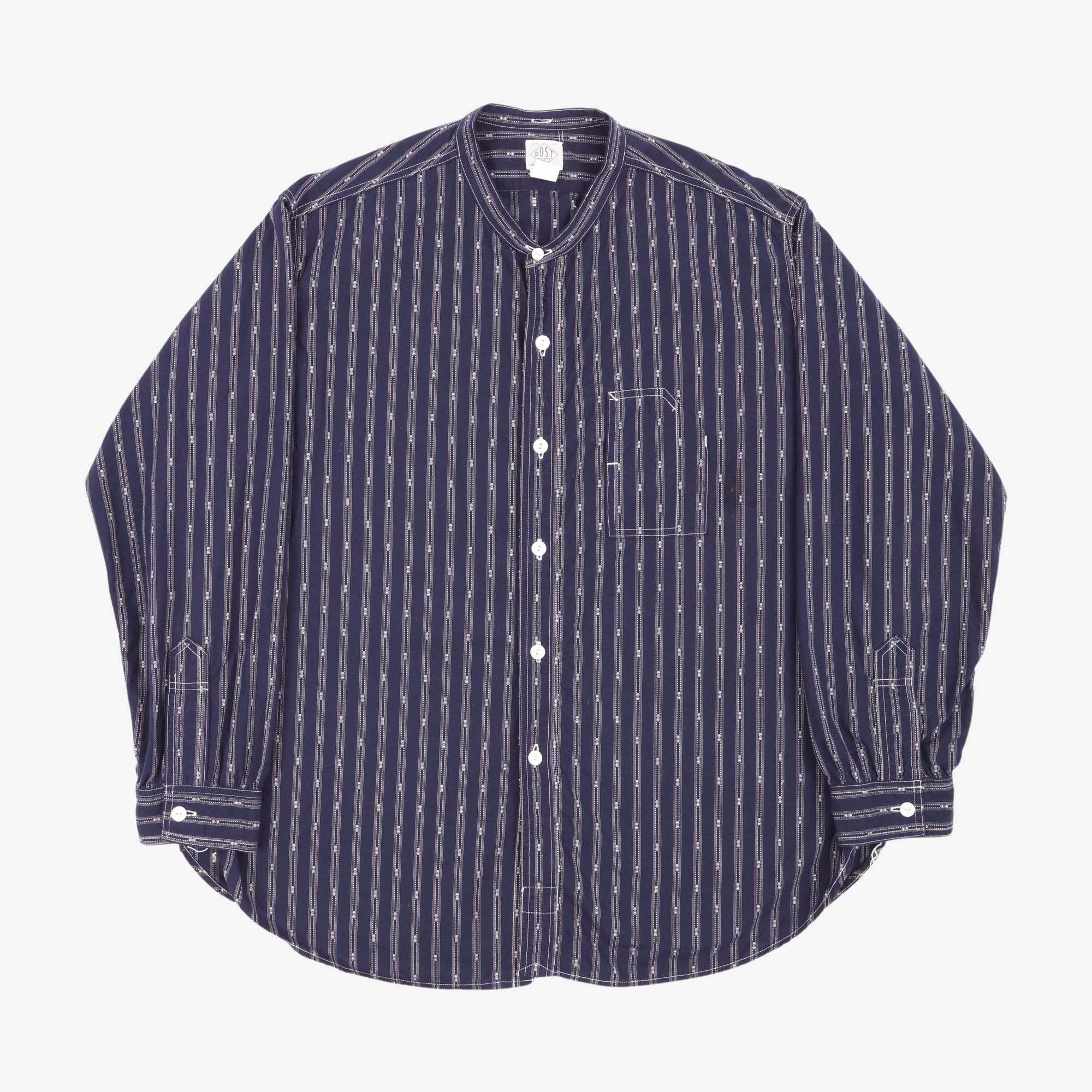 Band Collar Stripe Shirt