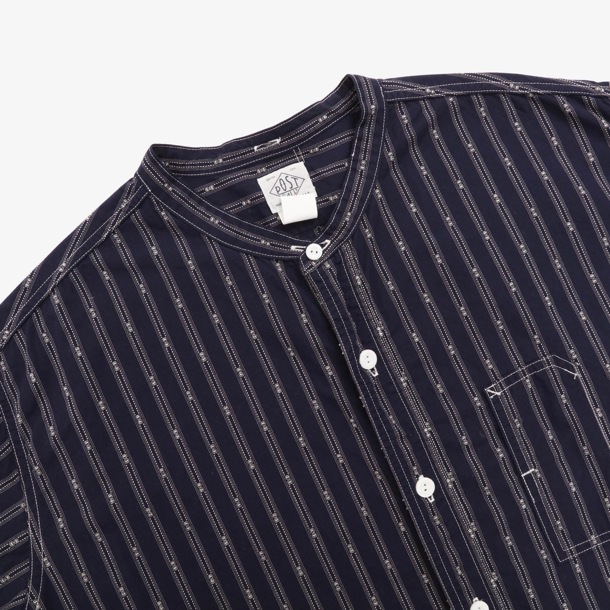 Band Collar Stripe Shirt