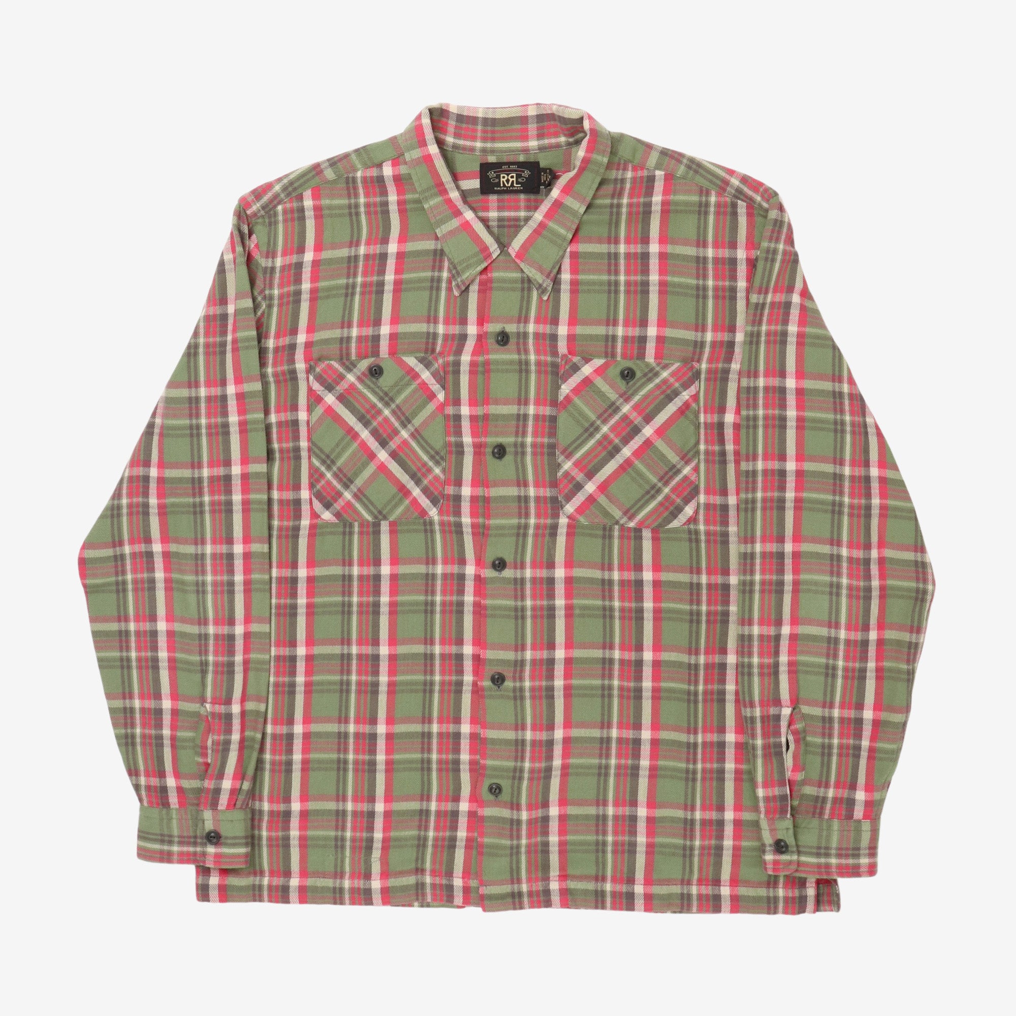 Plaid Twill Camp Collar Shirt