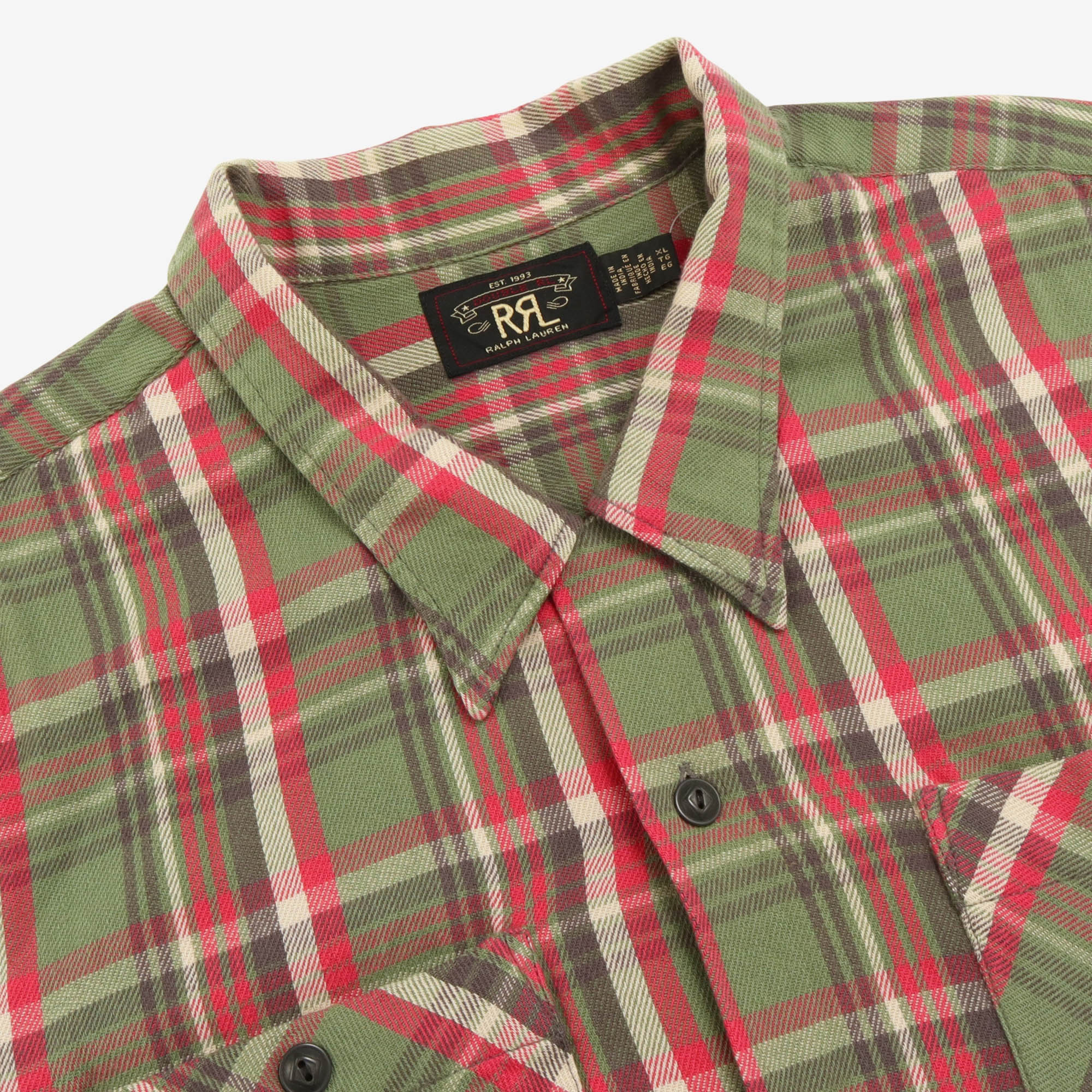 Plaid Twill Camp Collar Shirt