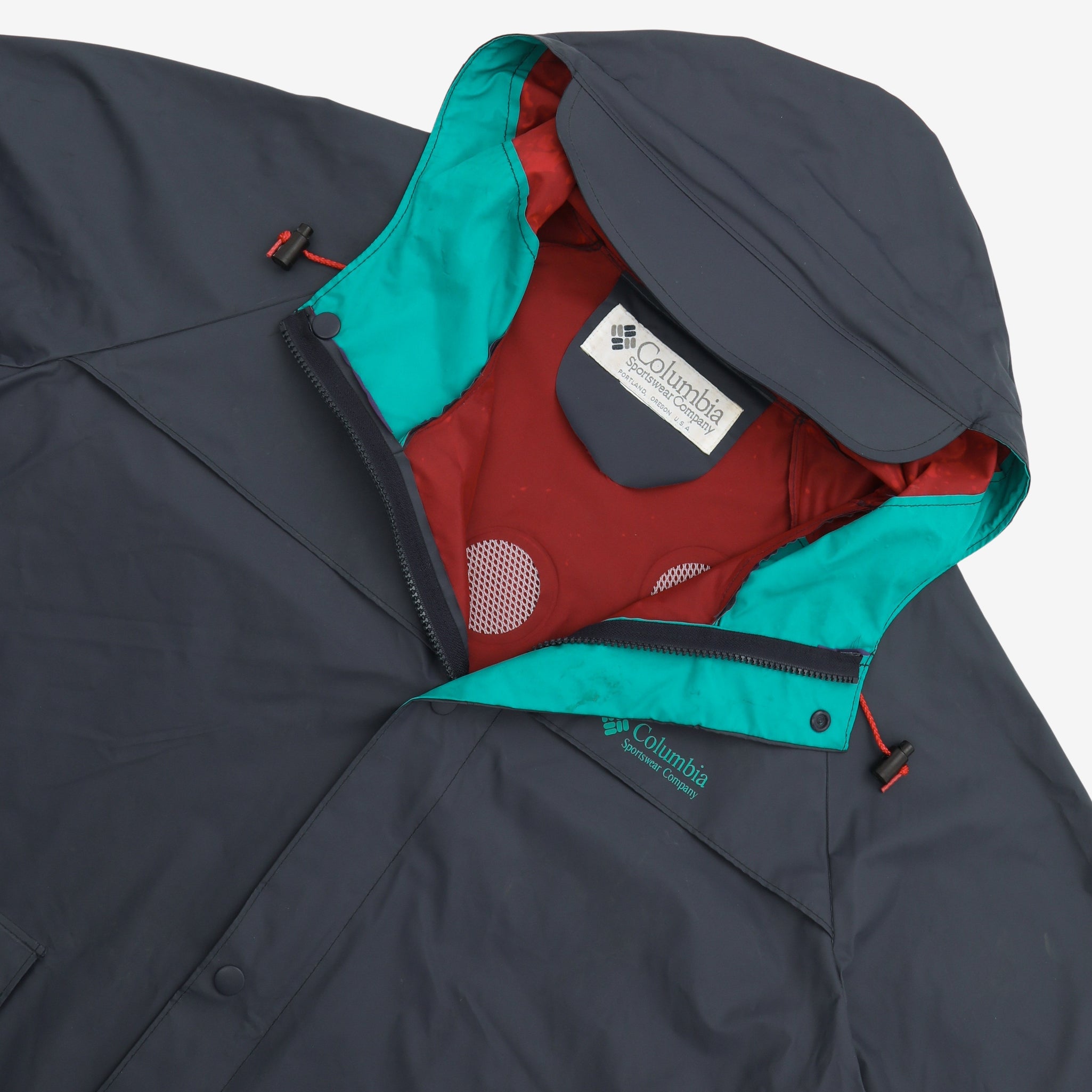 Vintage PVC Nylon Vented Hooded Rain Coat