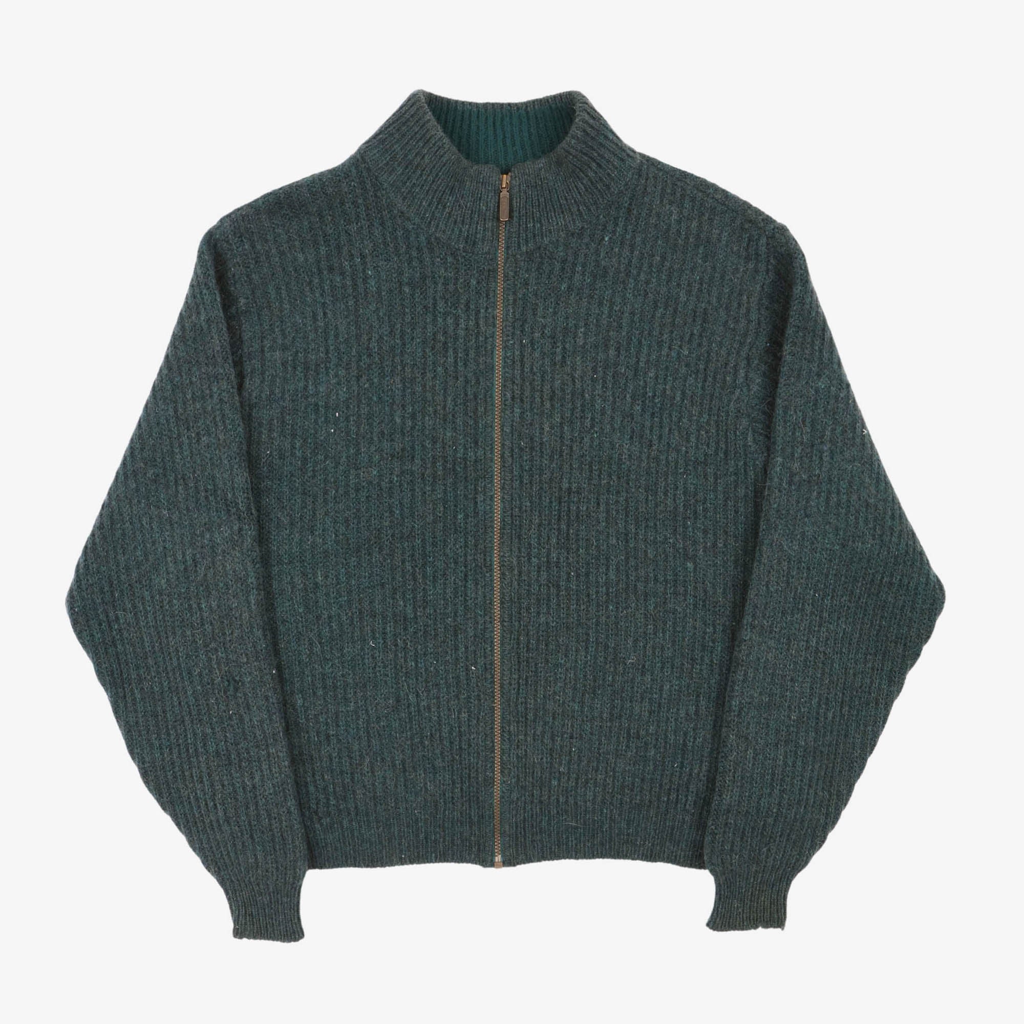 Vintage Ribbed Zip Up Sweater