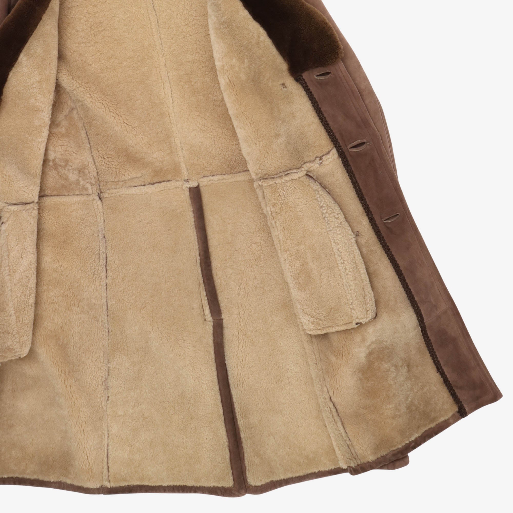 1970s Shearling Lined Suede DB Overcoat