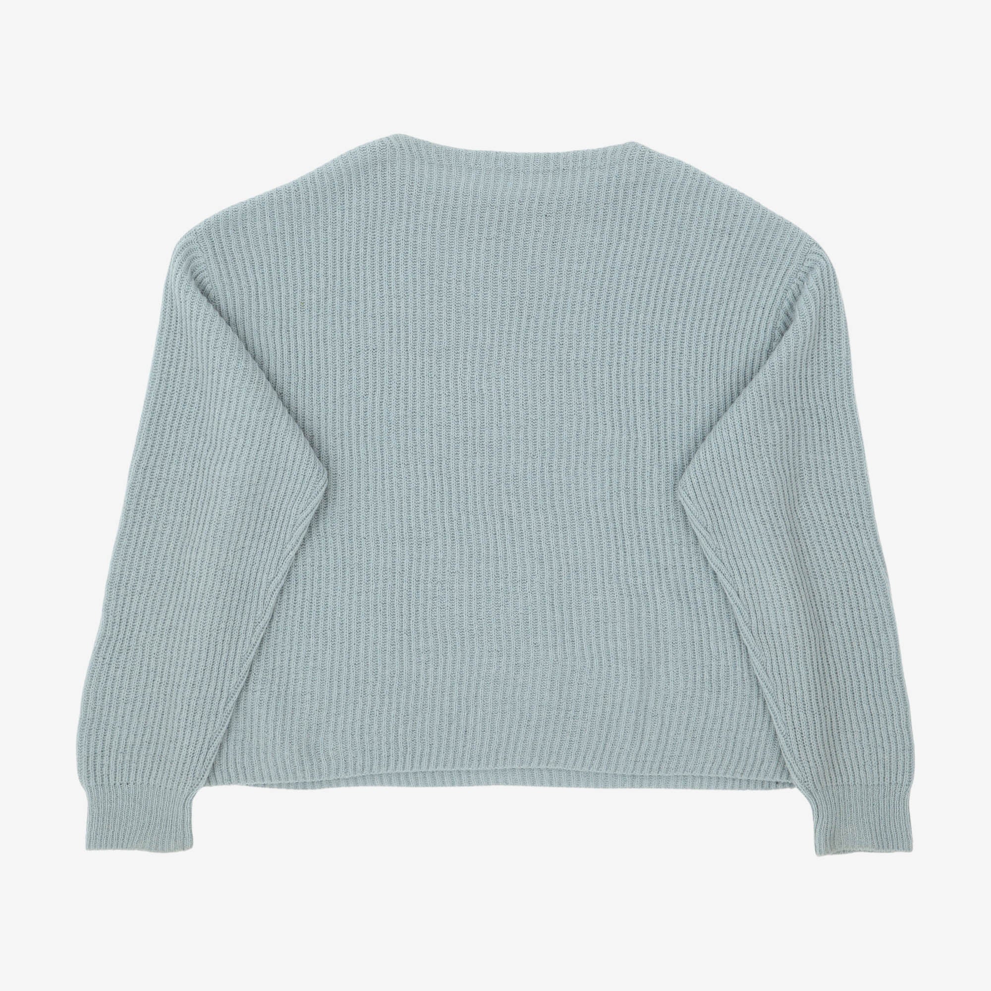 Hard Twist Wool Rib Knit Boat Neck Sweater