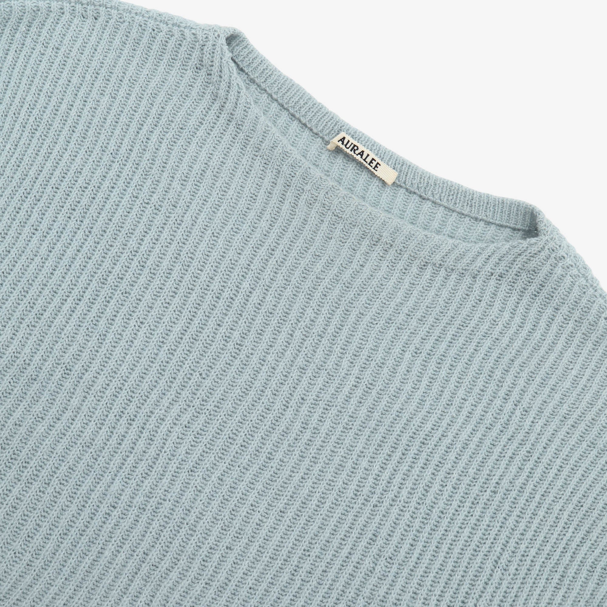 Hard Twist Wool Rib Knit Boat Neck Sweater
