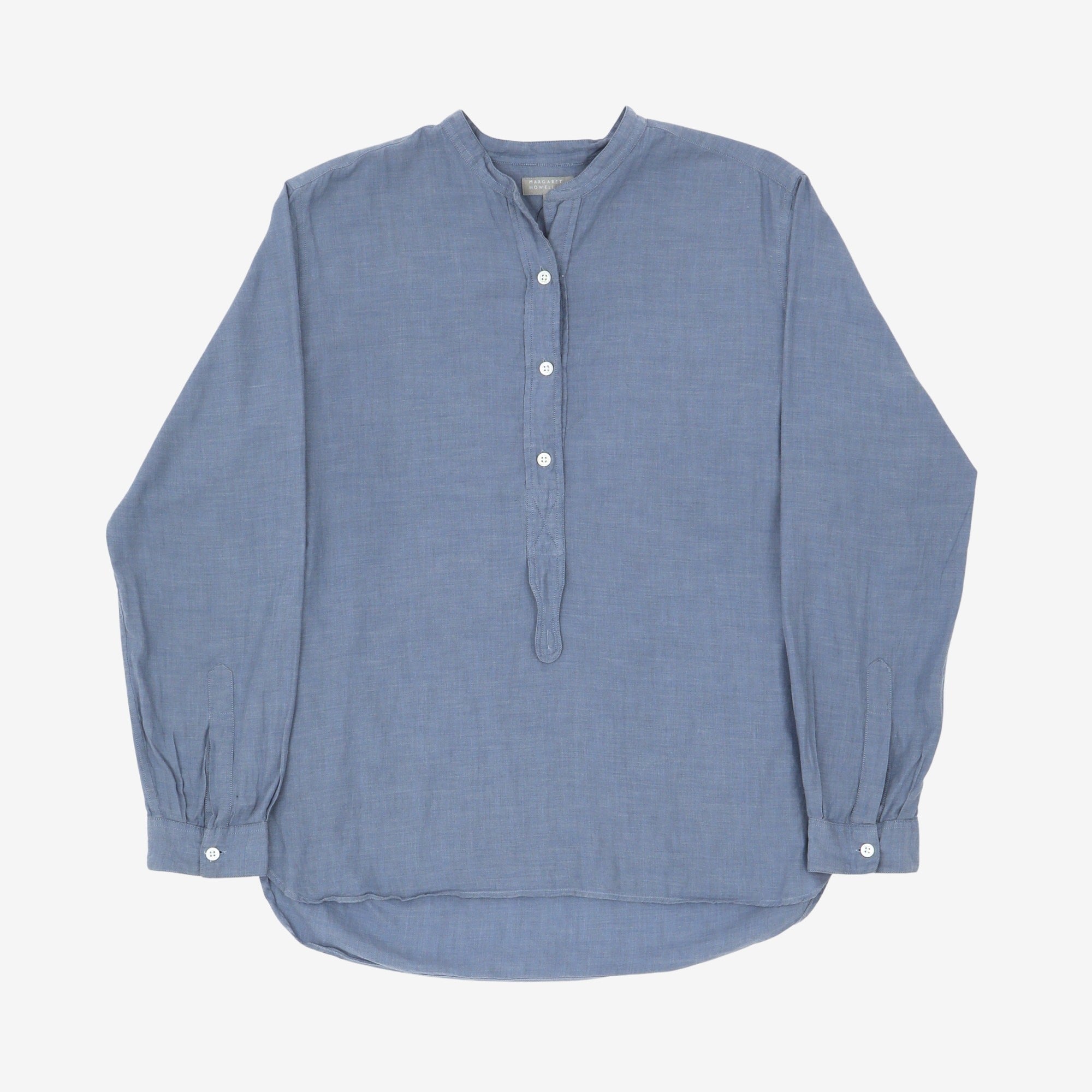 Grandad Collar Pullover Cotton Shirt