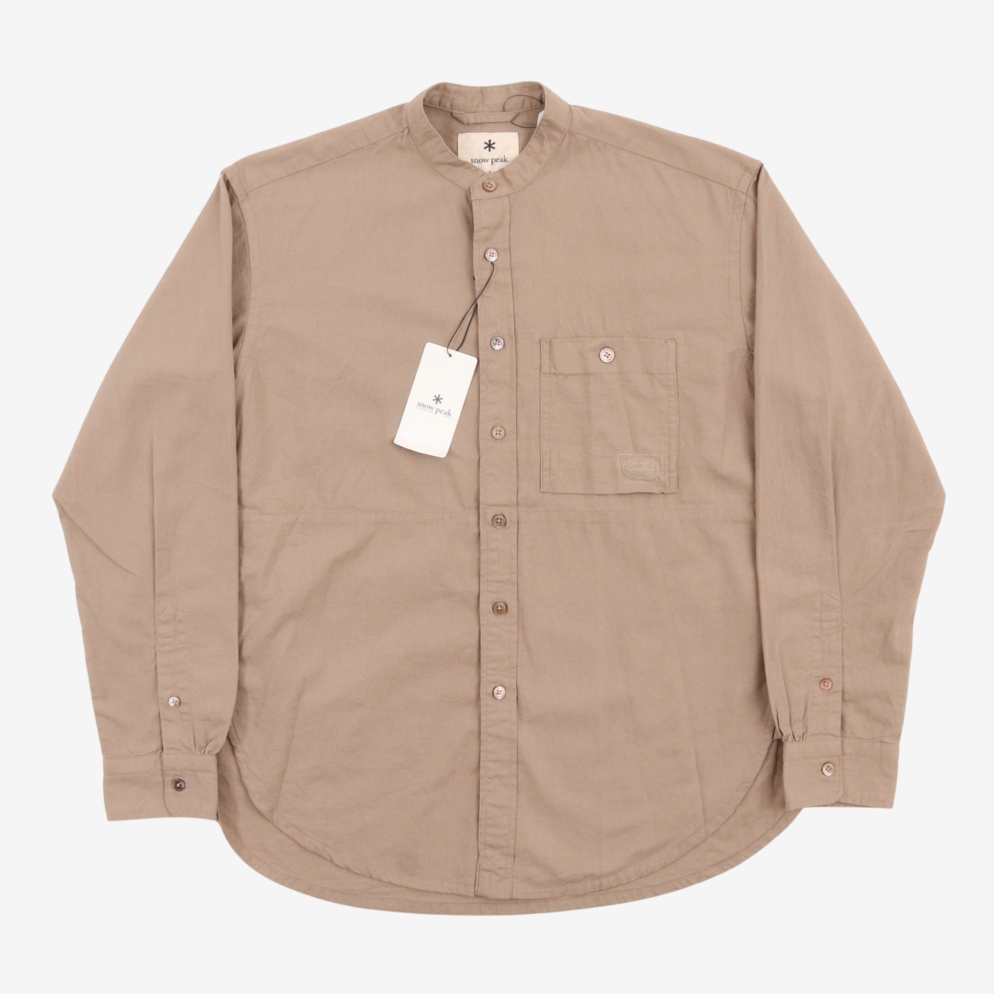 Cotton Poplin Stand-Collar Shirt