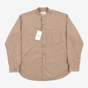 Cotton Poplin Stand-Collar Shirt