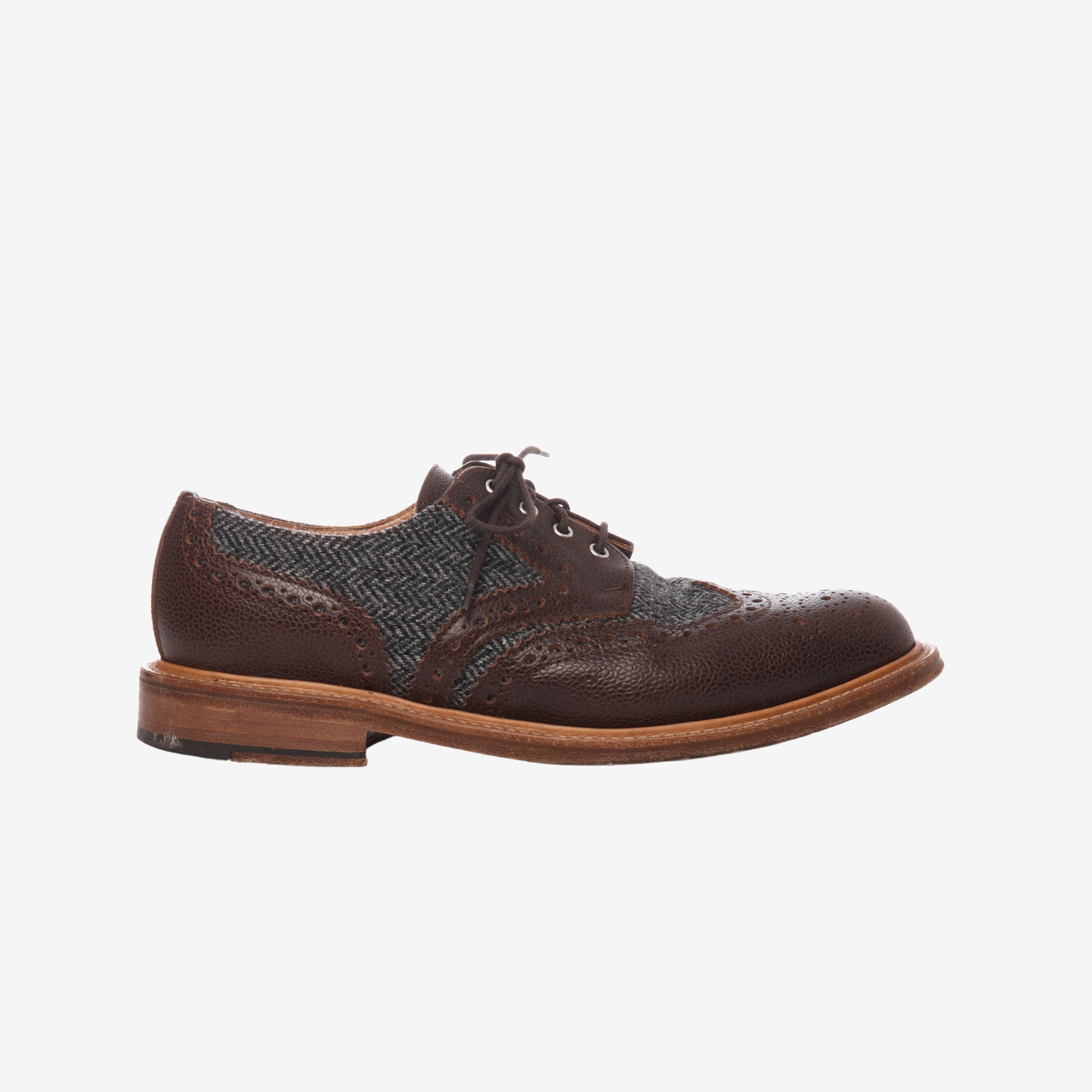 Pebble-Grain Leather Tweed Brogues