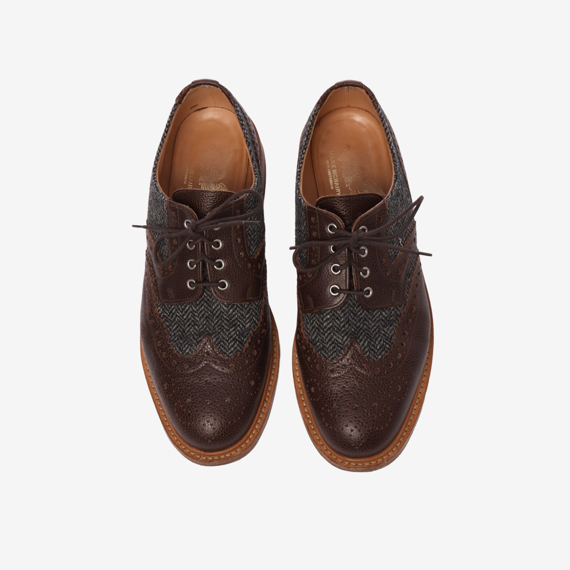 Pebble-Grain Leather Tweed Brogues