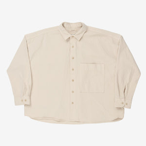 Cropped Boxy Cotton Twill Long Sleeve Shirt