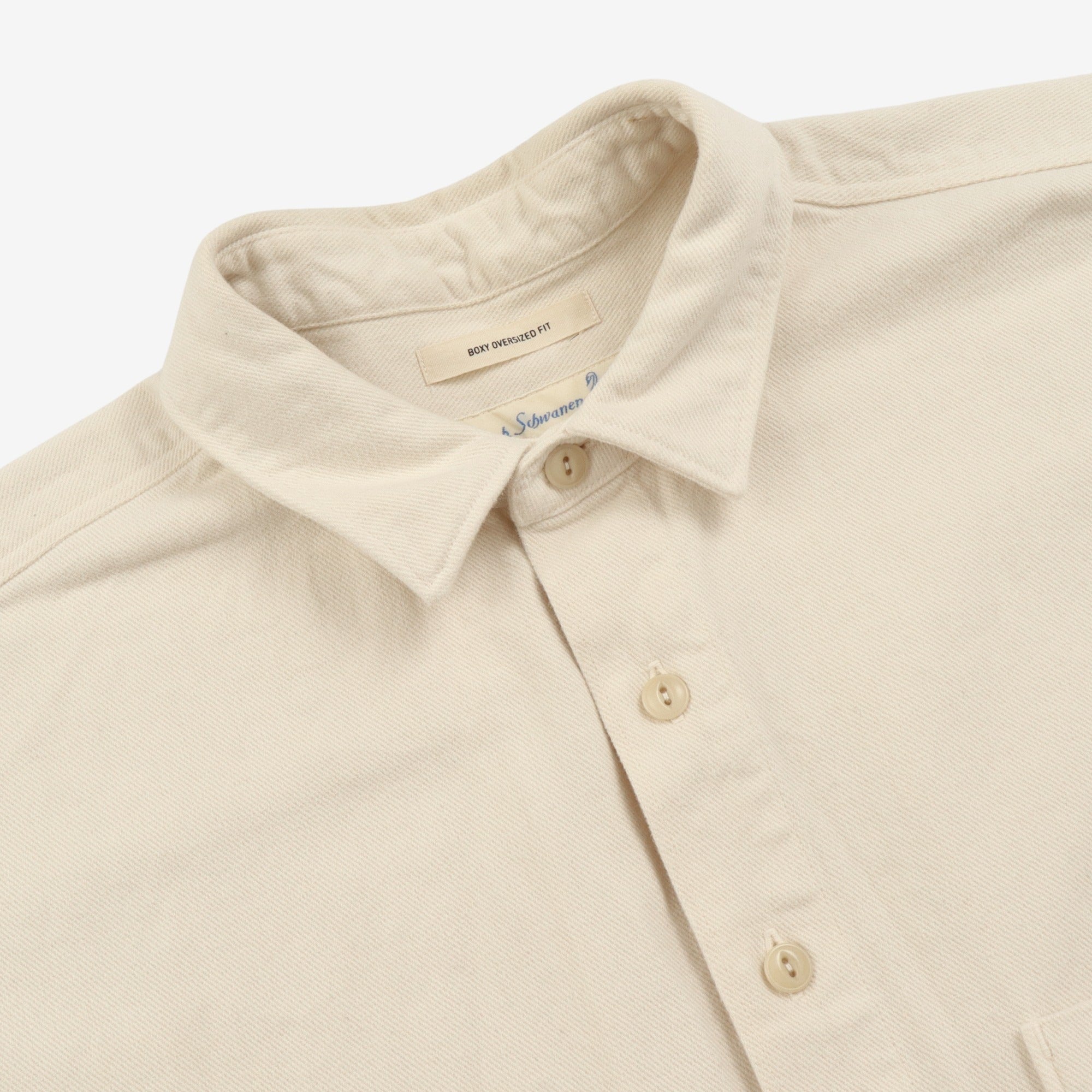Cropped Boxy Cotton Twill Long Sleeve Shirt