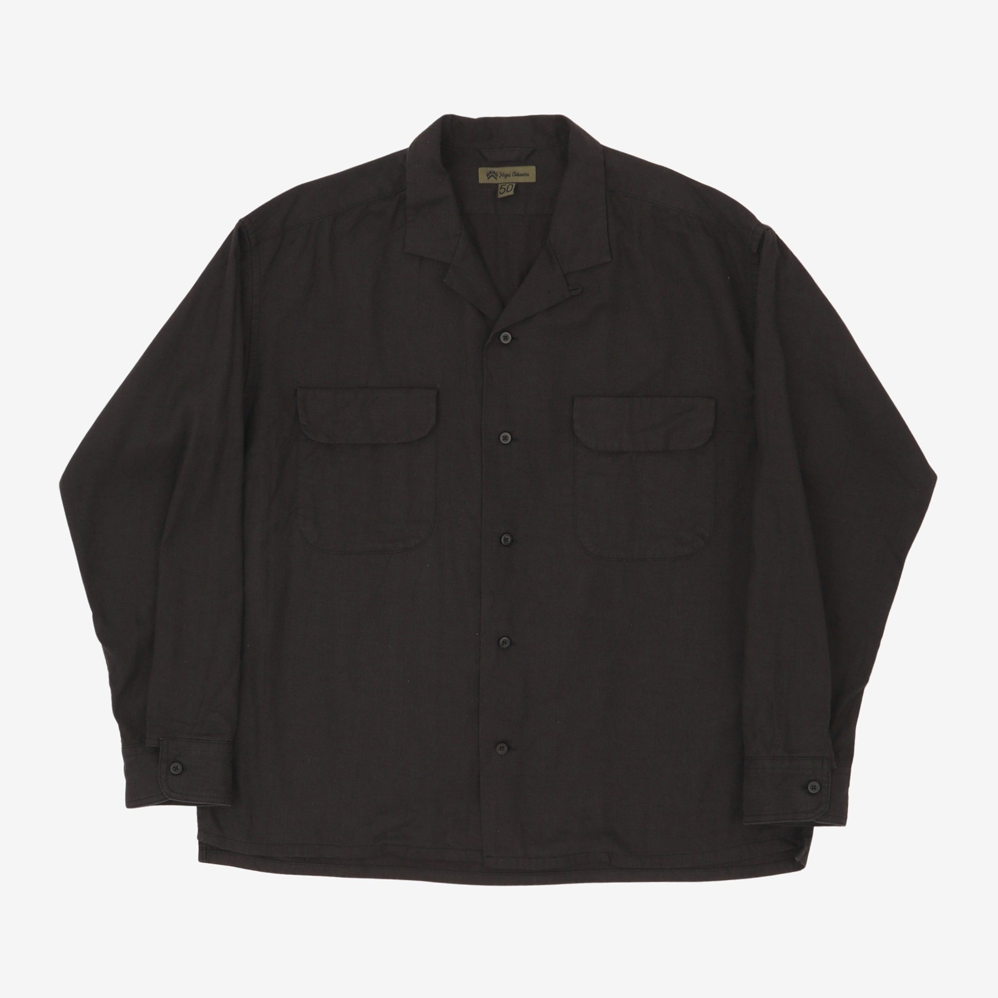 Linen Blend Open Collar Shirt