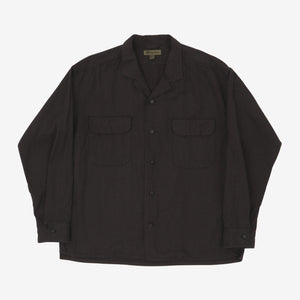 Linen Blend Open Collar Shirt