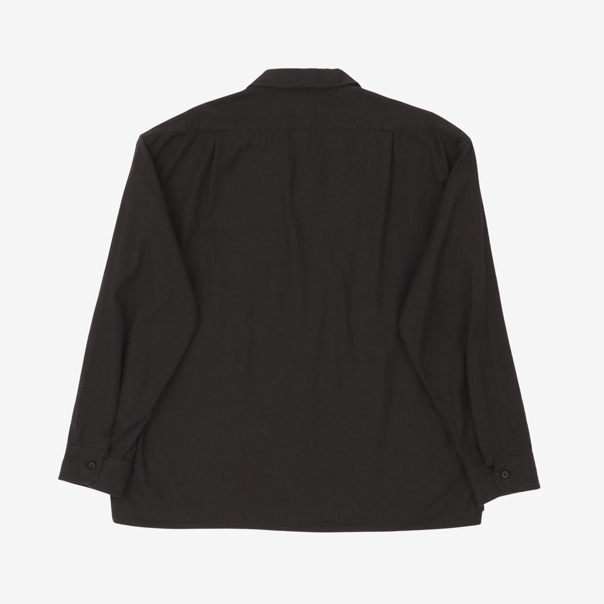 Linen Blend Open Collar Shirt