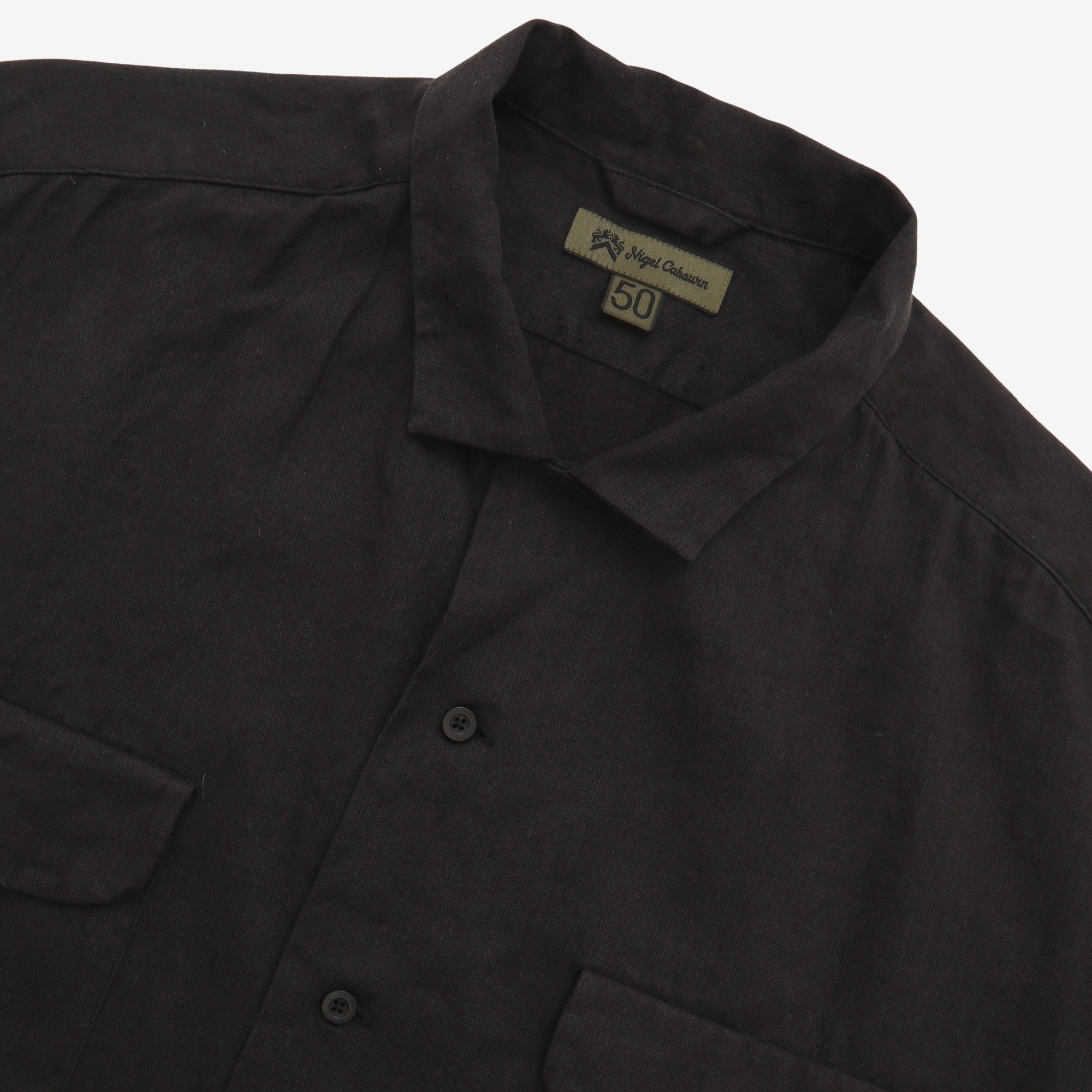 Linen Blend Open Collar Shirt