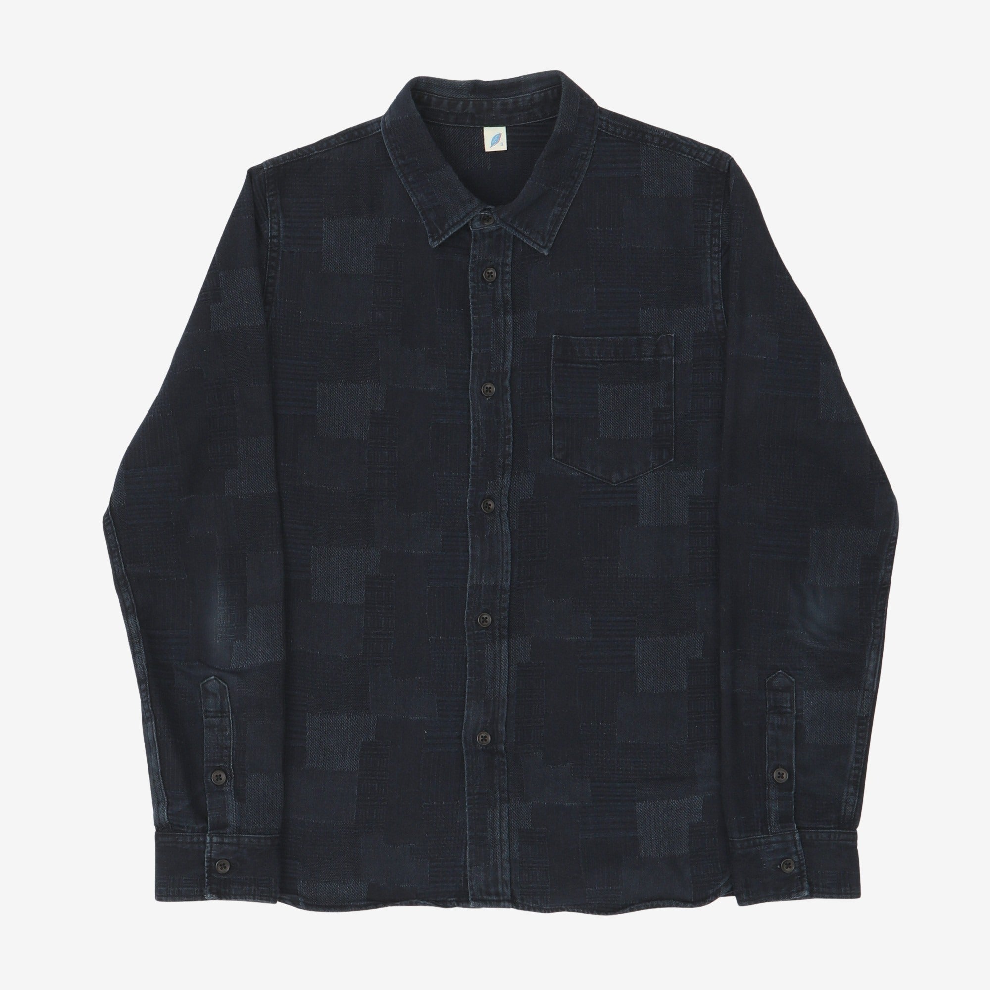 Indigo Jacquard Patchwork Shirt