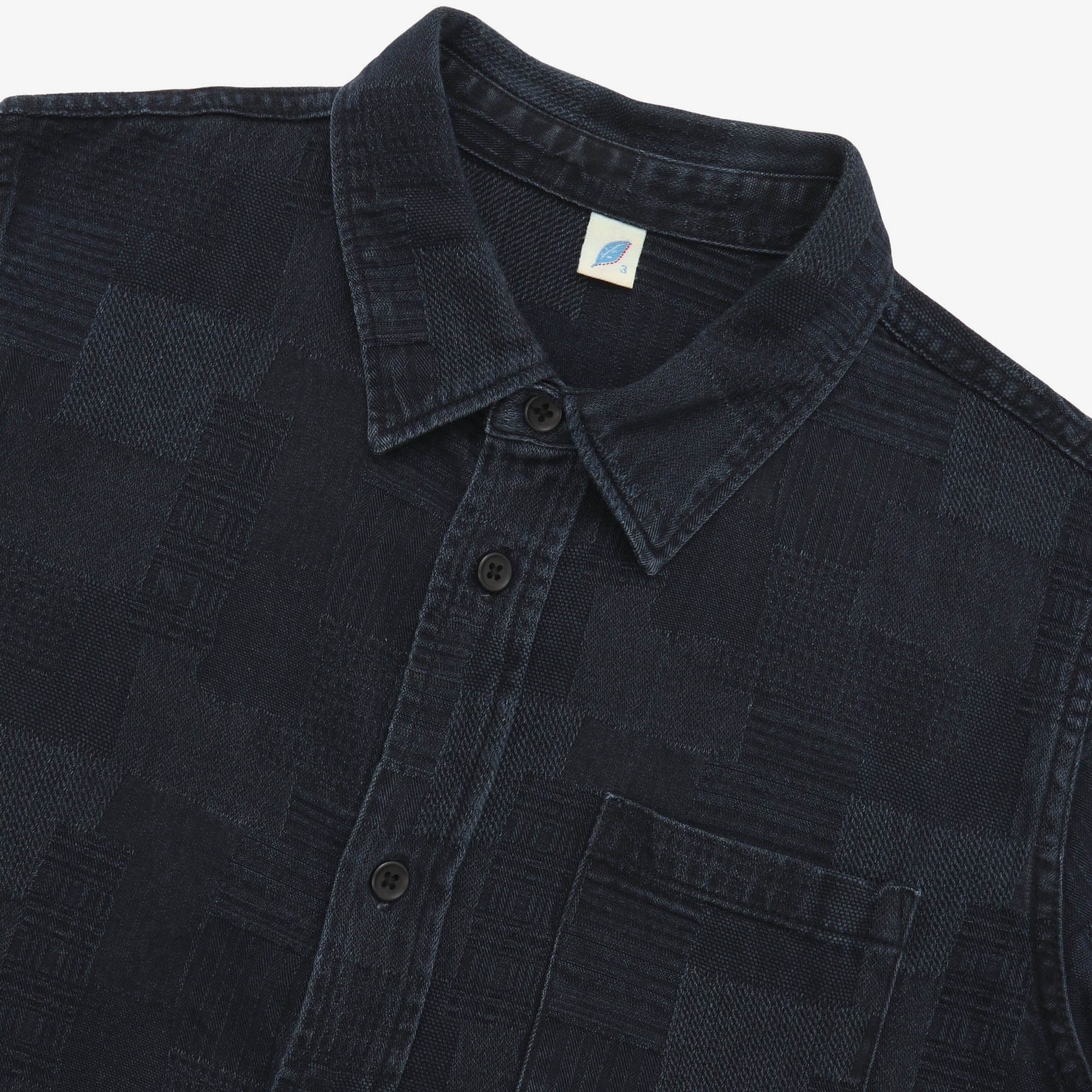 Indigo Jacquard Patchwork Shirt