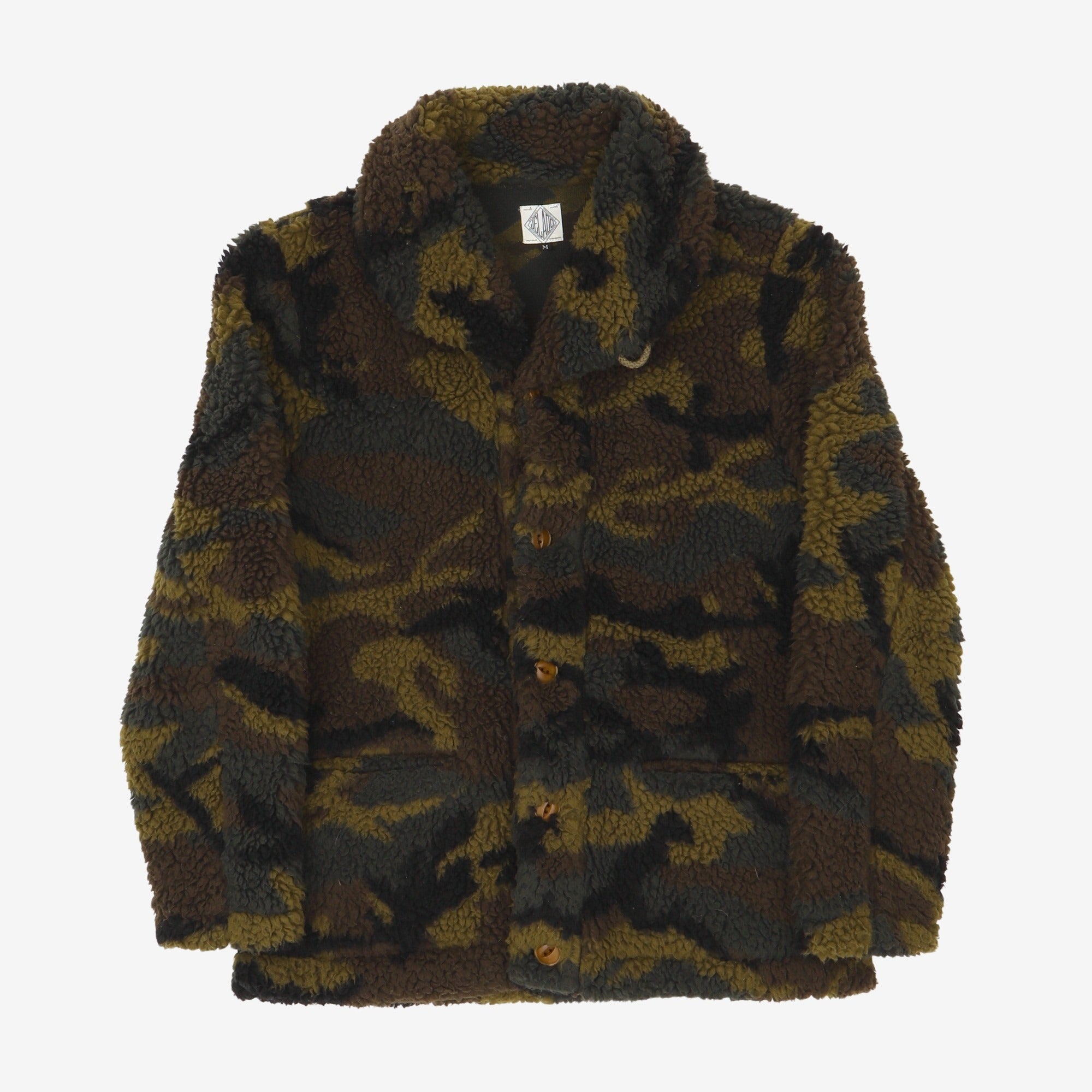 Fluffy Pile Camo Cardigan Jacket