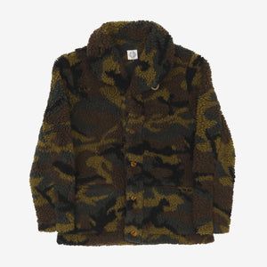 Fluffy Pile Camo Cardigan Jacket