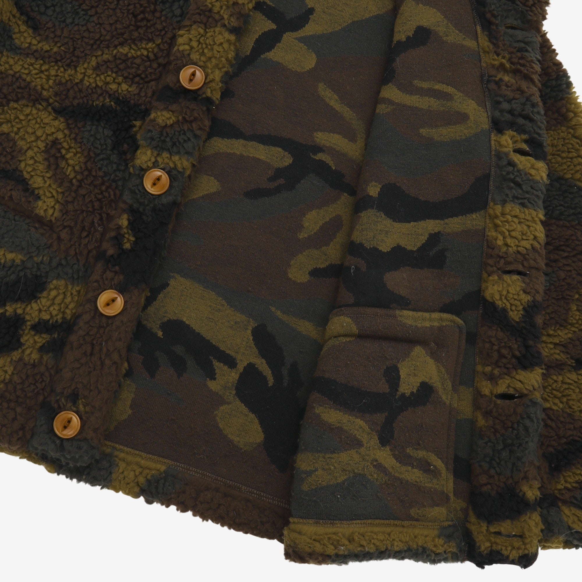 Fluffy Pile Camo Cardigan Jacket