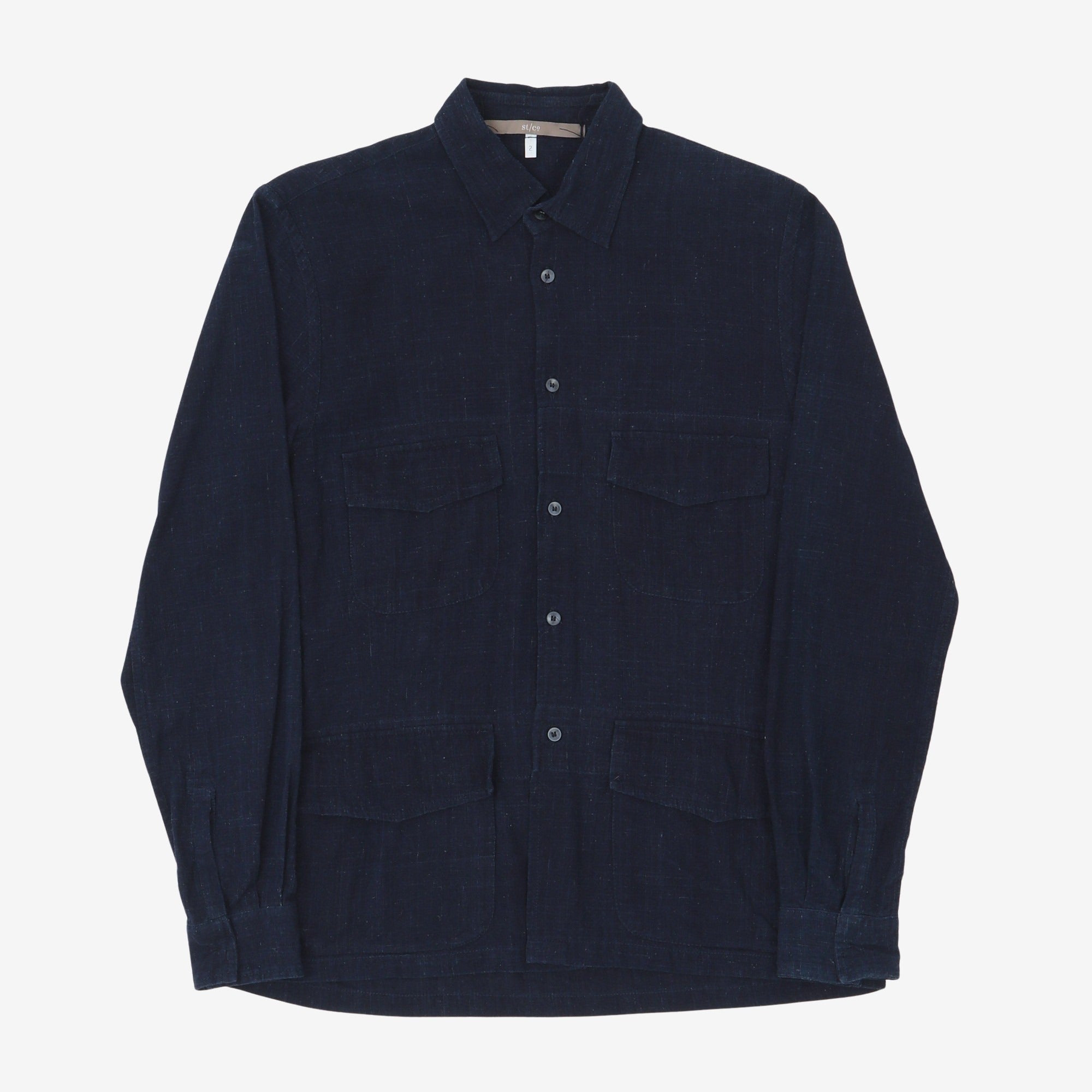 Indigo Linen Utility Shirt