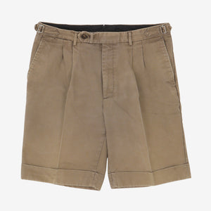 Pleated Twill Shorts